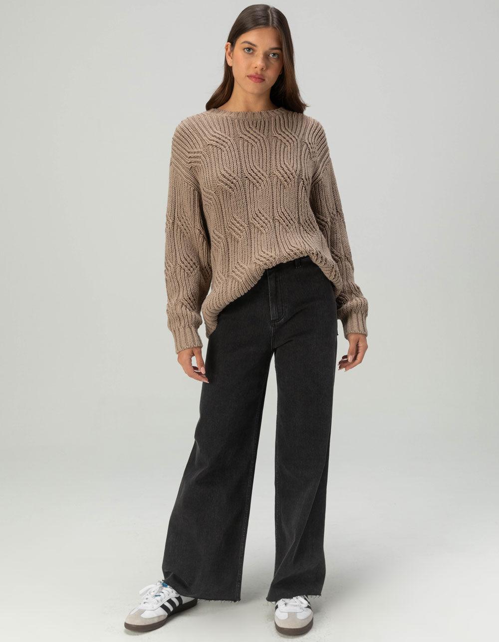 VANS Suzie Cable Womens Crewneck Sweater - TAUPE Product Image