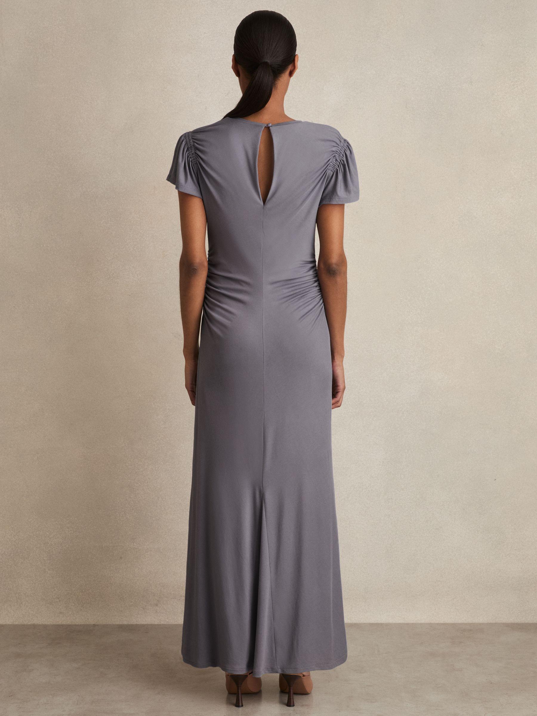 Modal Blend Ruched Jersey Dress in Grey Product Image