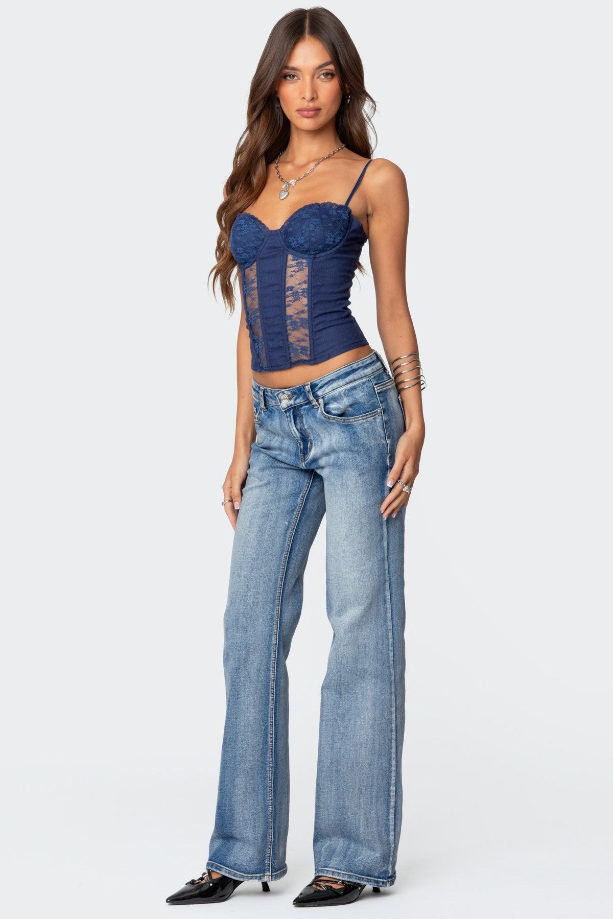 Avena Linen Look Lacey Corset Product Image