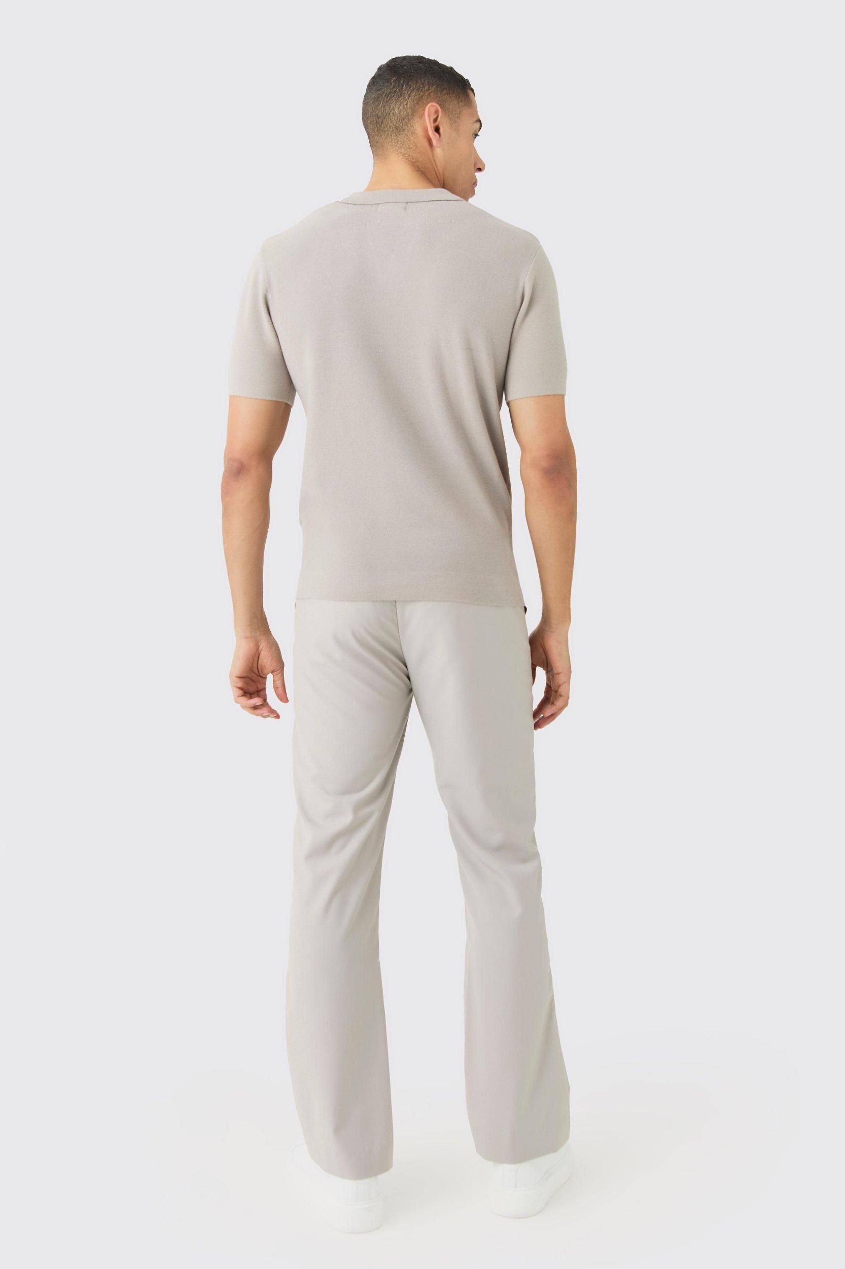 Regular Fit Revere Knitted Polo | boohooMAN USA Product Image