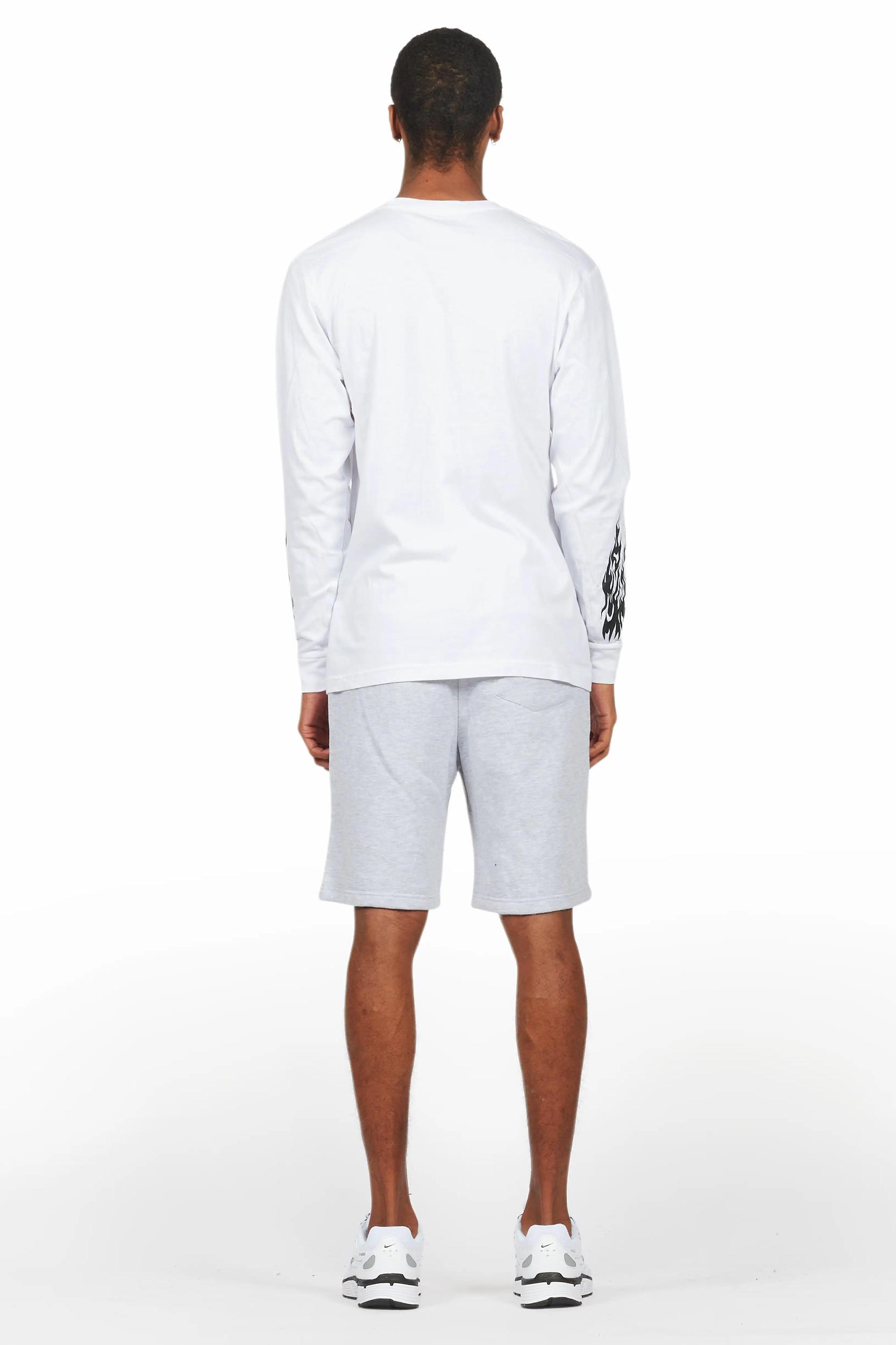 Bubble White/Grey Long Sleeve T-Shirt Short Set Male Product Image