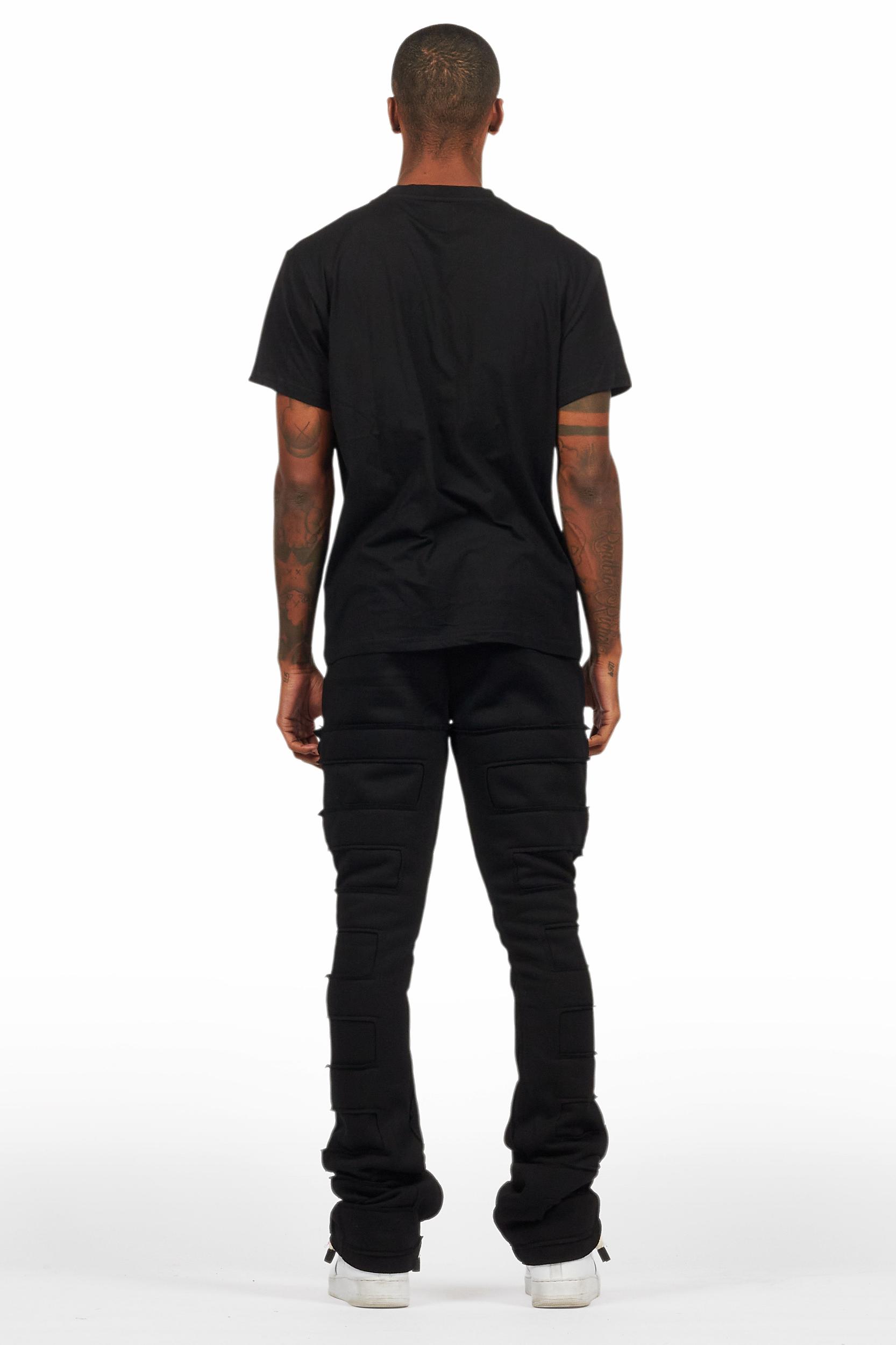 Emilio Black T-Shirt/Stacked Flare Track Set Male Product Image