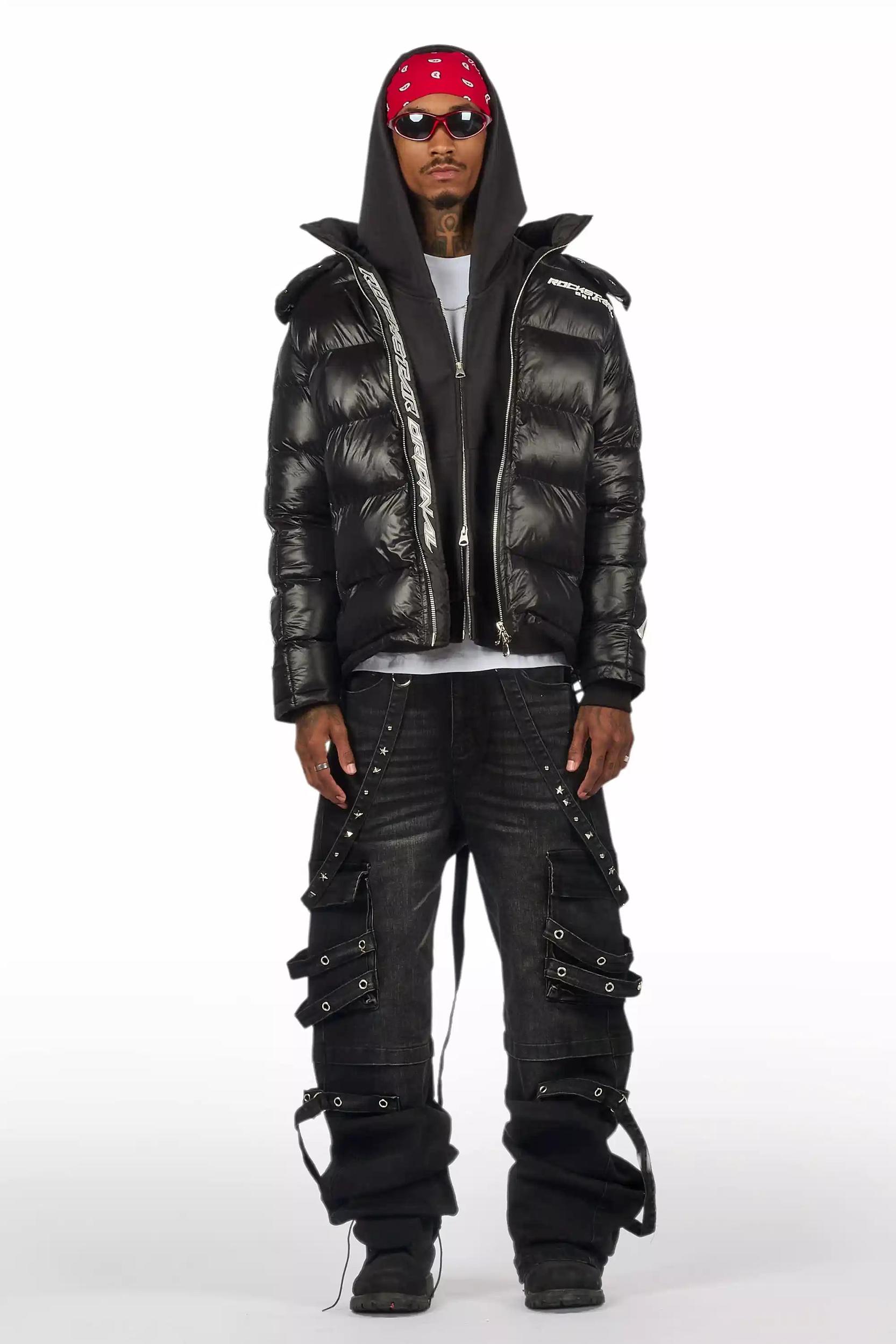 Nealon Black Baggy Cargo Fit Jean Male Product Image