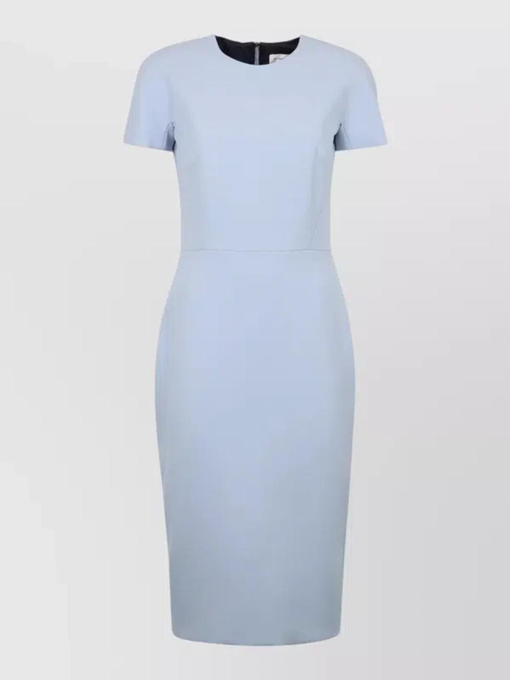 VICTORIA BECKHAM Crepe Dress Crew Neck Fitted Silhouette In Blue Product Image