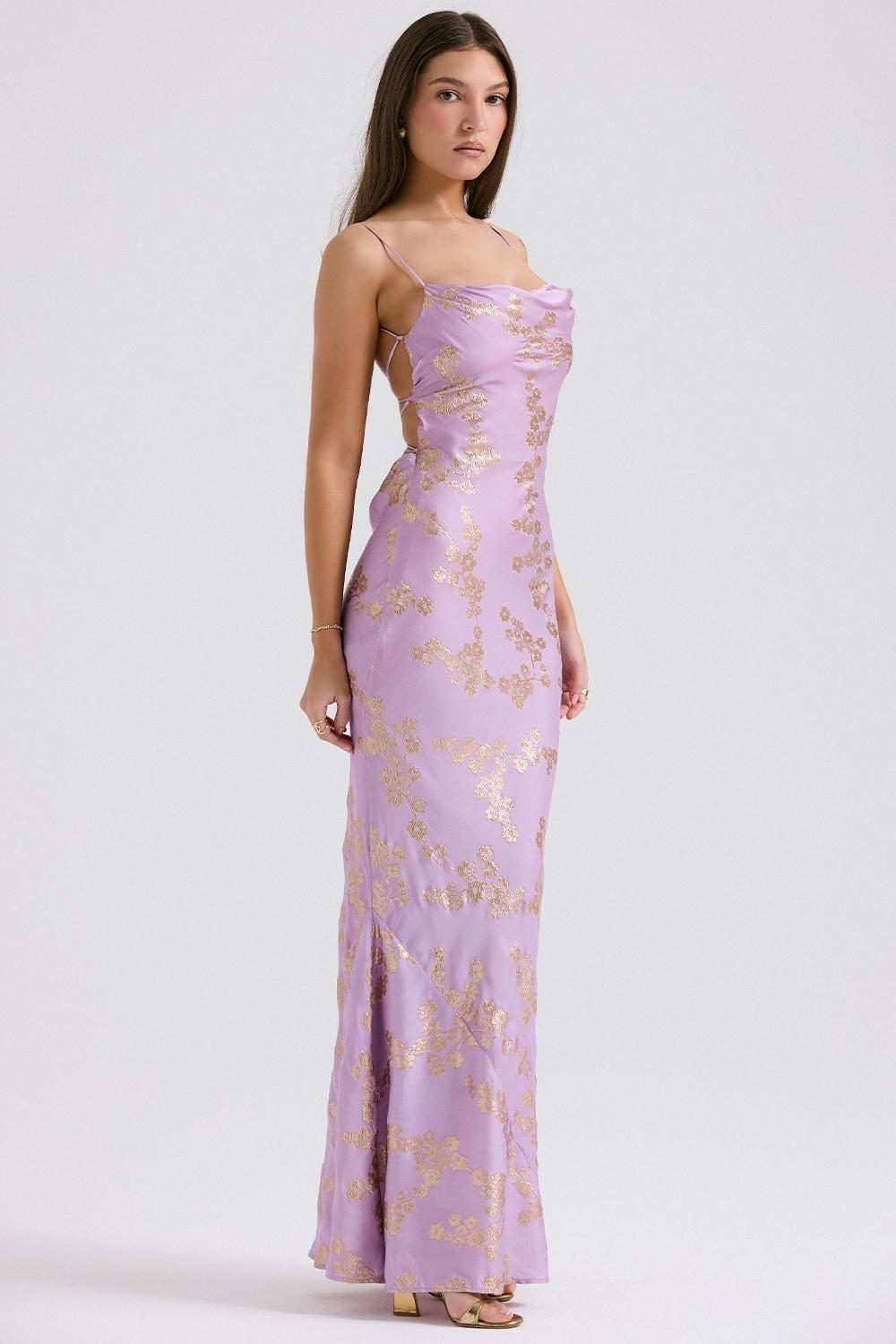 Capriana   orchid jacquard satin gown Product Image