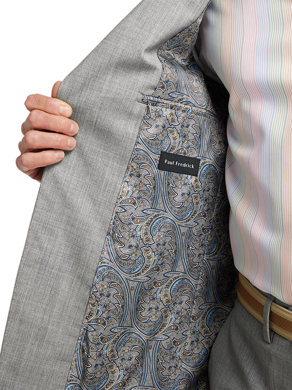 Wool Stretch Bengaline Peak Lapel Suit Jacket - Light Grey Product Image