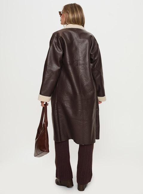 Ammelia Shearling Long-line Jacket Brown Product Image