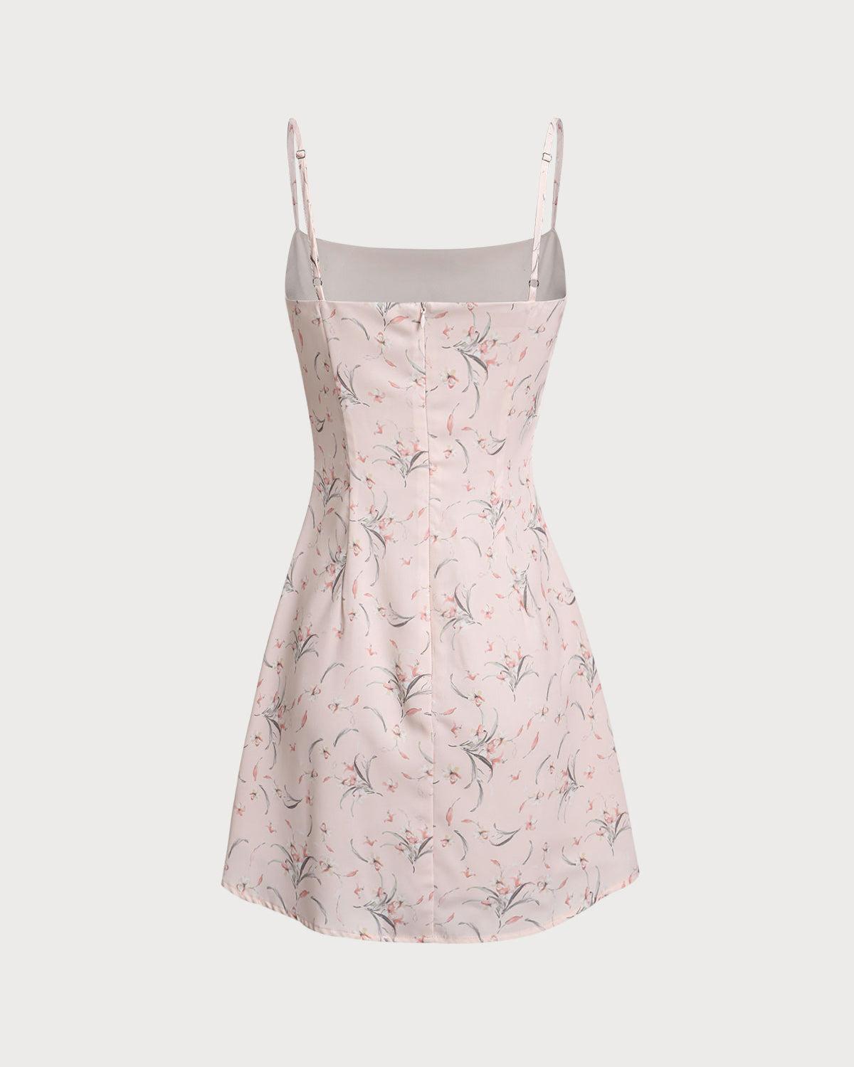 Pink Floral A-Line Slip Mini Dress Product Image