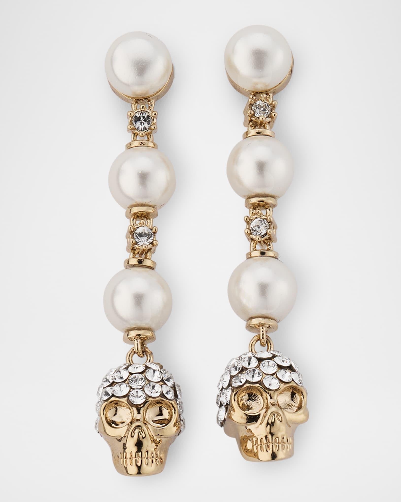 Pearly Skull Drop Earrings Product Image