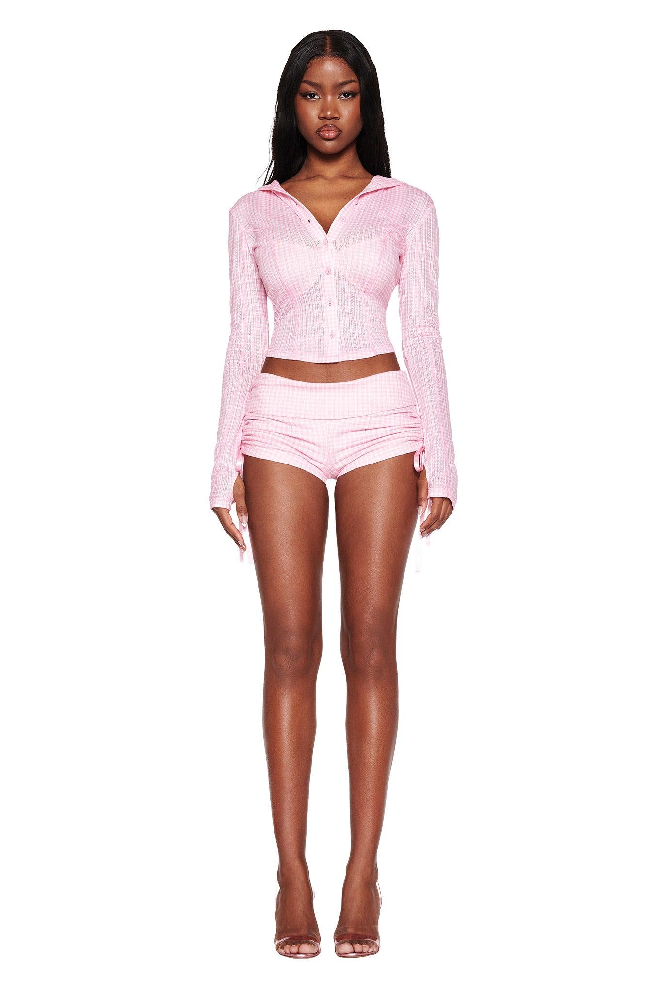 MIA SHORT - PINK : PINK GINGHAM Product Image