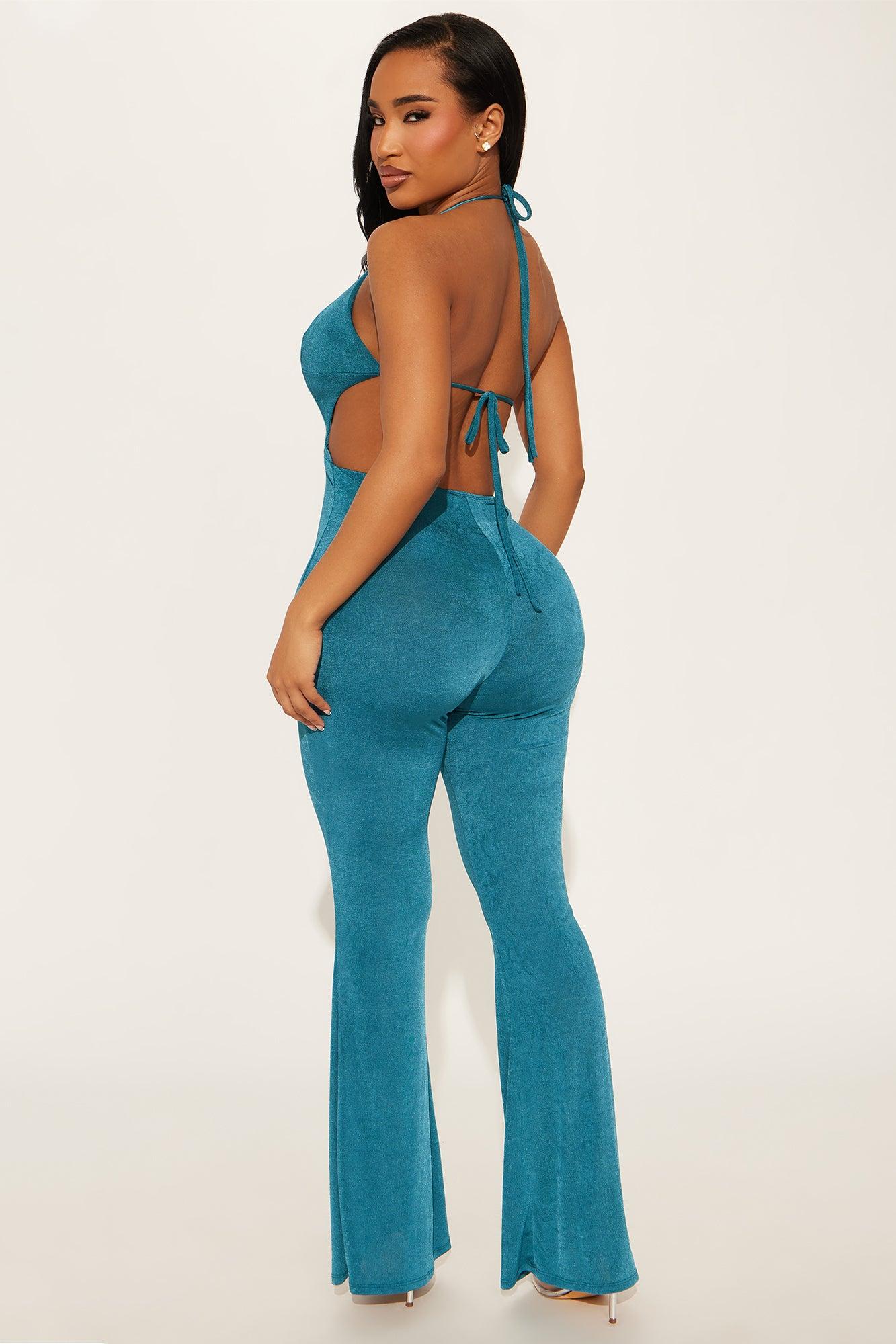 Run The Night Slinky Jumpsuit - Teal Product Image