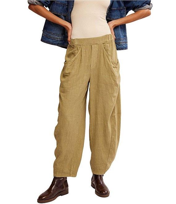 Free People High Road Pull On Barrel Mid Rise Linen Pants Product Image