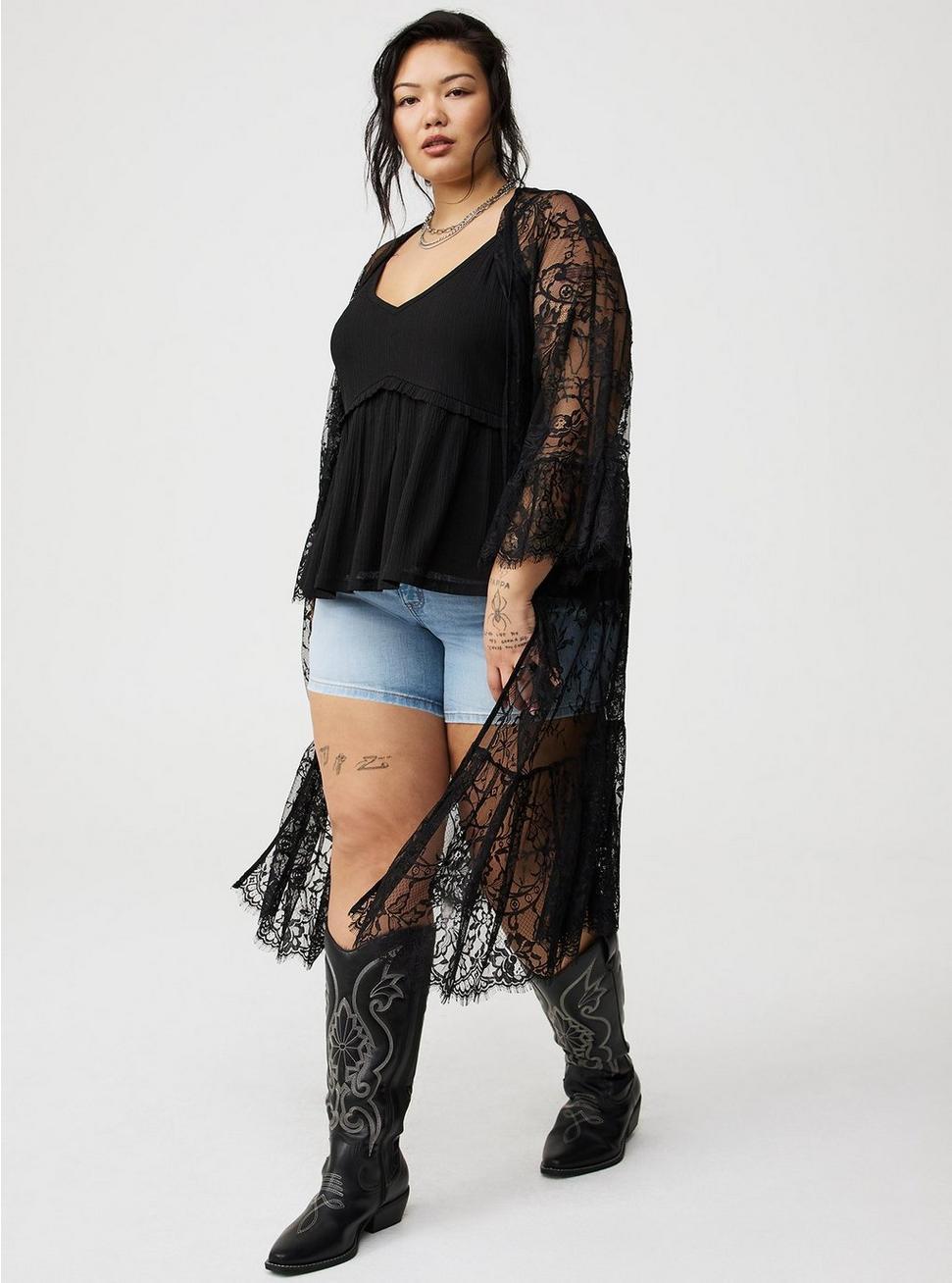 Lace Scallop-Trim Kimono Product Image