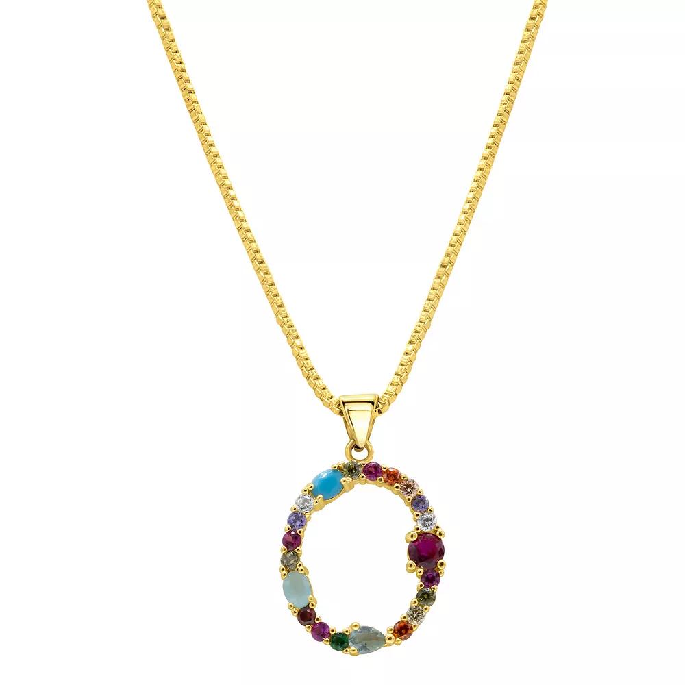 Adornia Gold Tone Multi Color Cubic Zirconia Initial Necklace, Womens Product Image