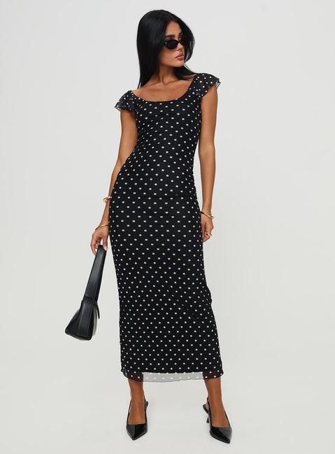Sandberg Maxi Dress Black Polka Dot Product Image