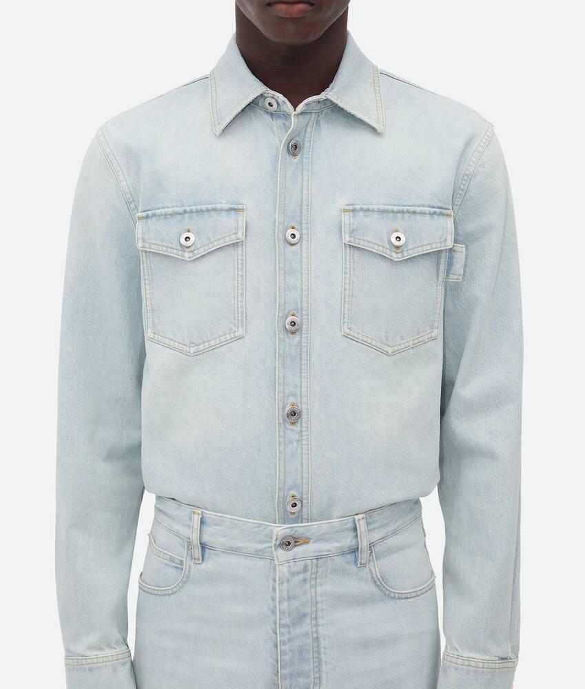 Men's Extra Bleached Denim Overshirt in Light blue Product Image