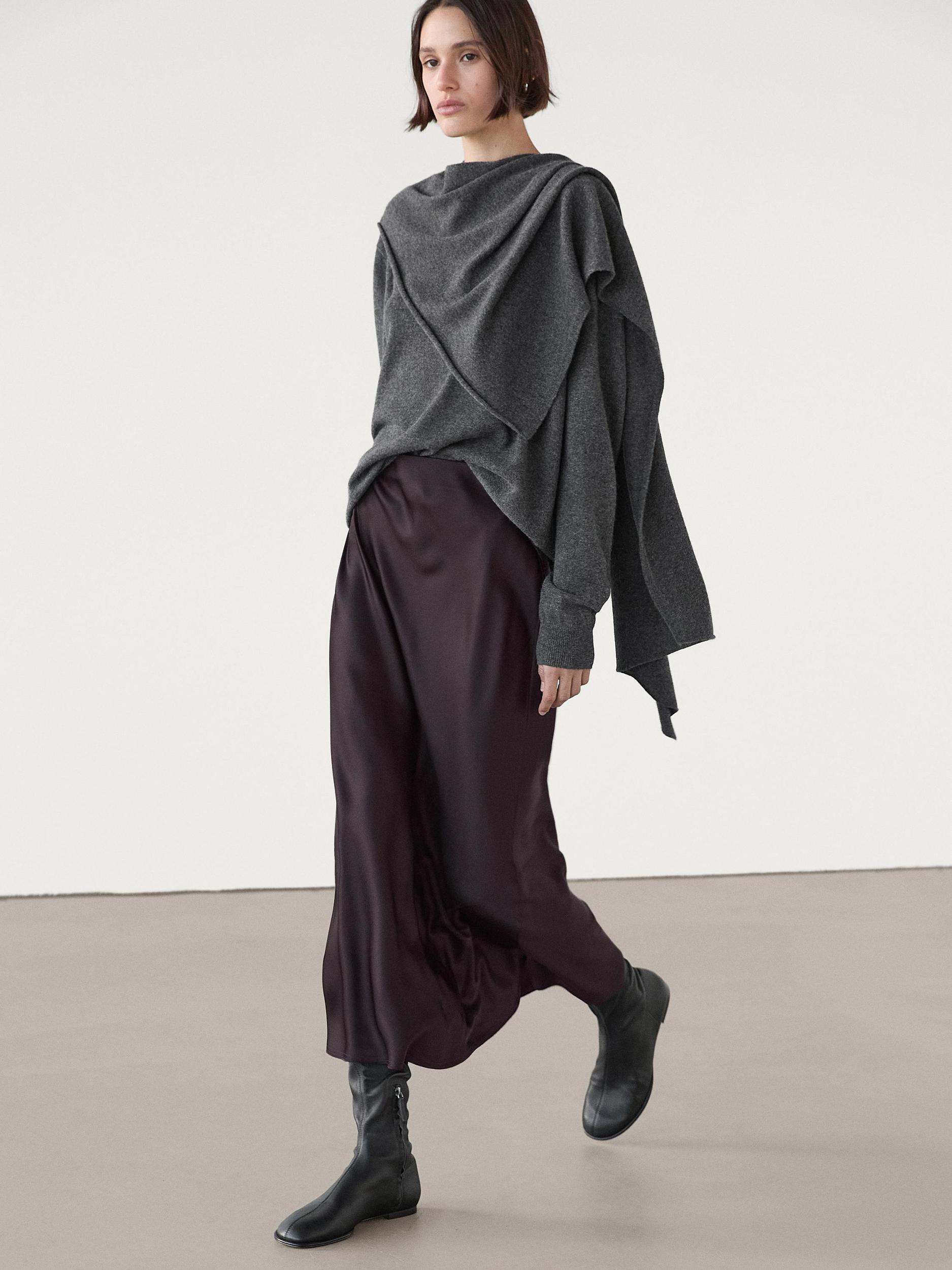 Satin midi skirt Product Image