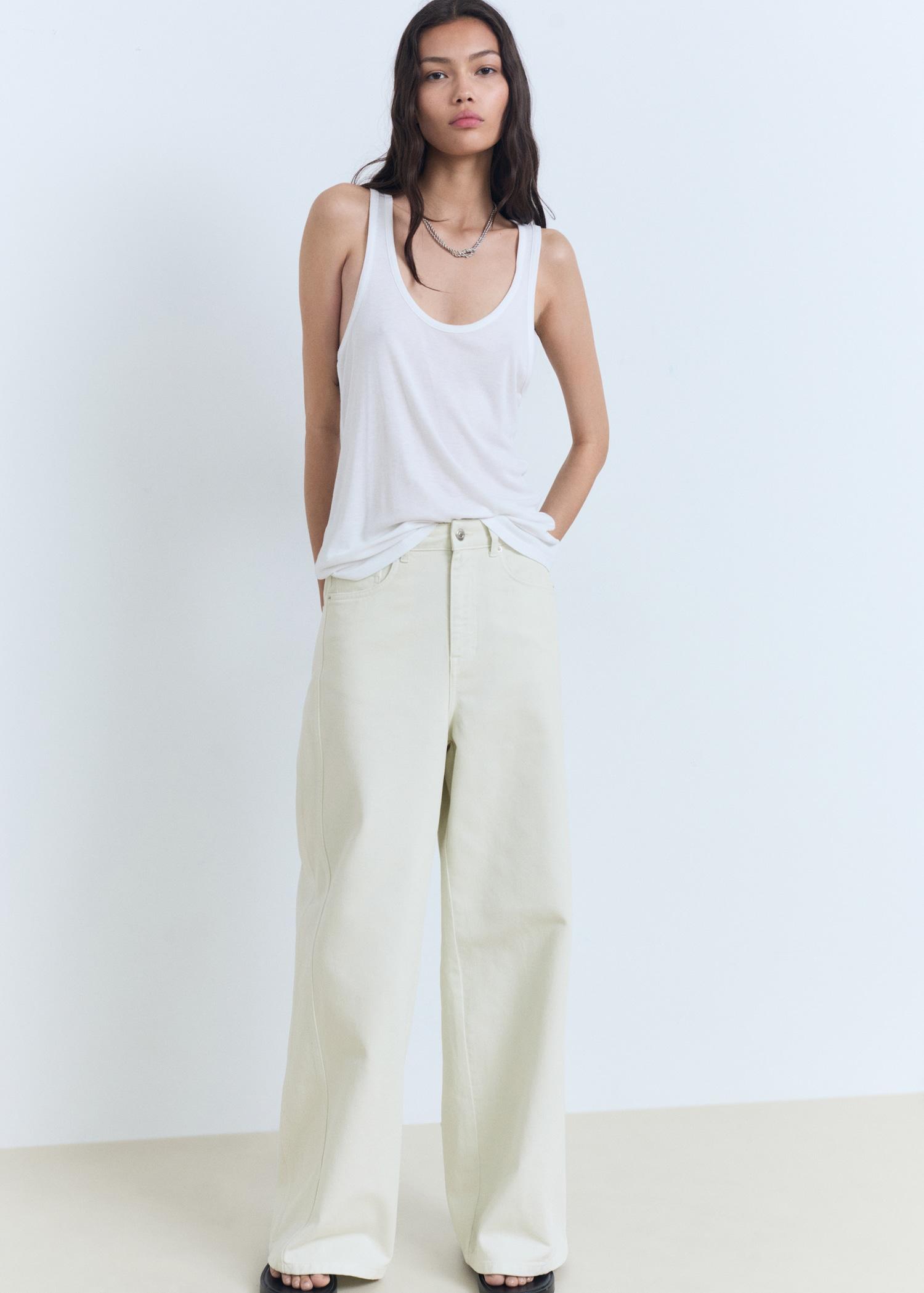 Wide-leg mid-rise jeans - Women | MANGO USA Product Image