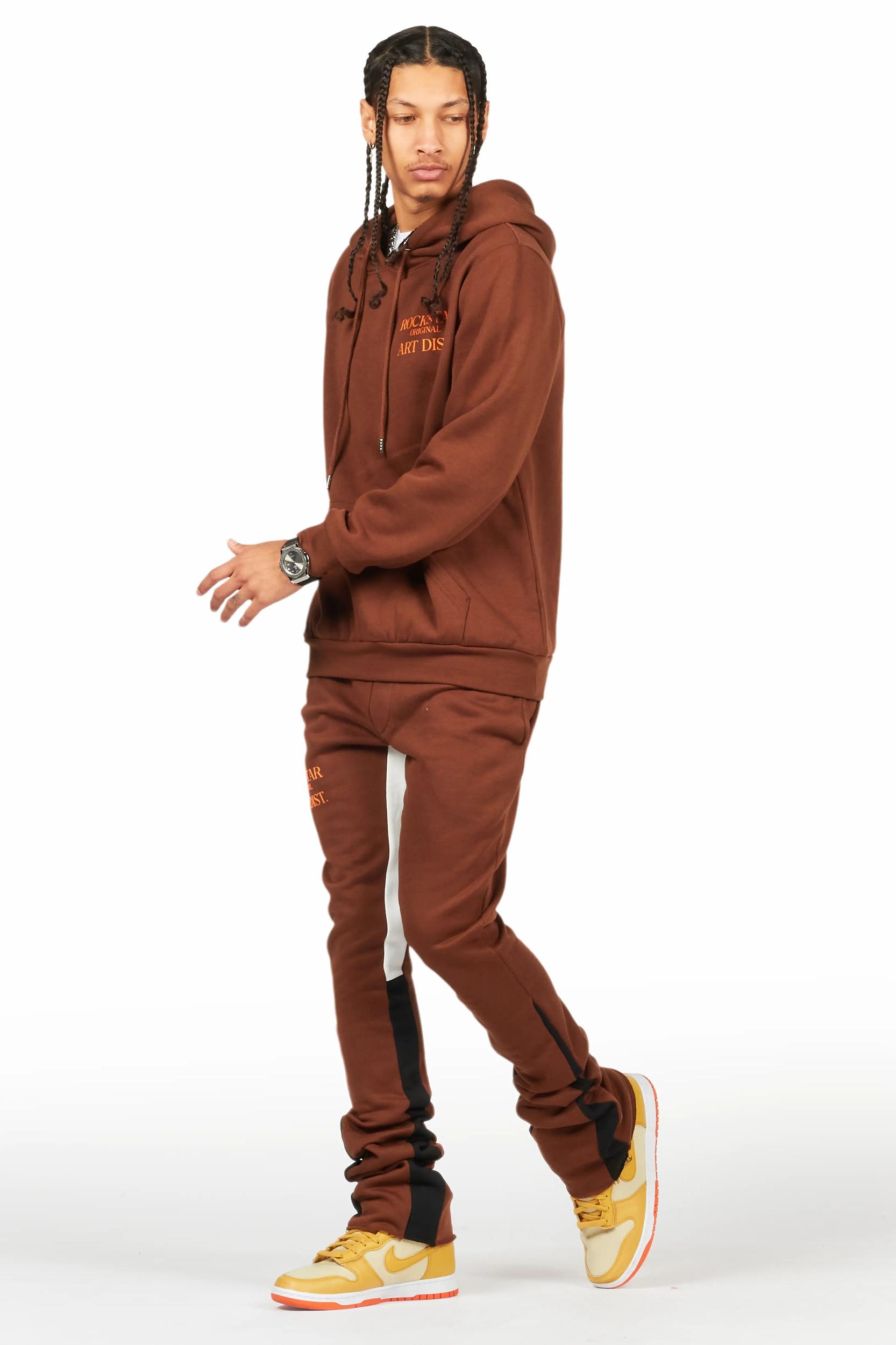 Briggs Brown Hoodie/Stacked Flare Track Set Male Product Image
