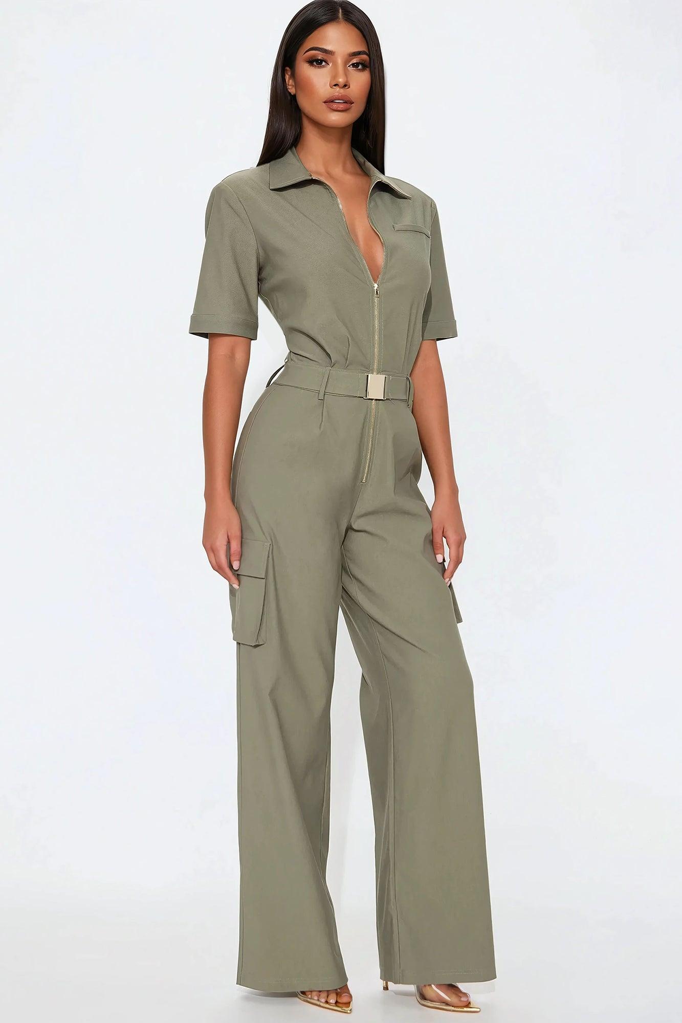 Dream Big Jumpsuit - Olive Product Image