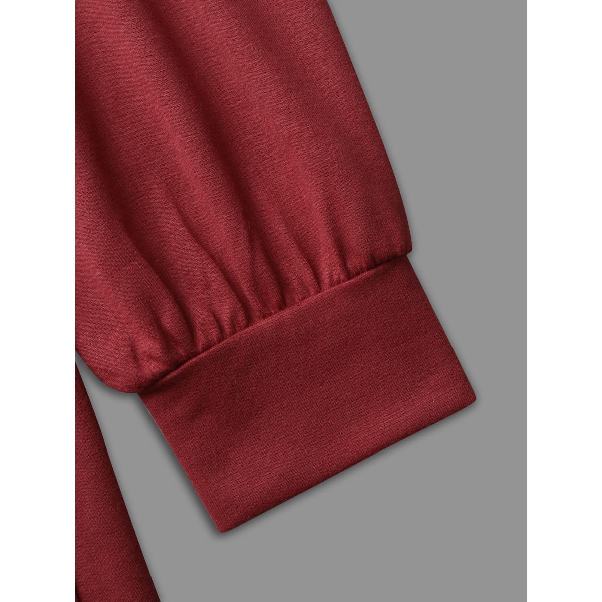 Plus Size Solid Round Neck Midi Knit Dress Burgundy Women Casual Non Knit Dresses Bloomchic 28/5X Product Image