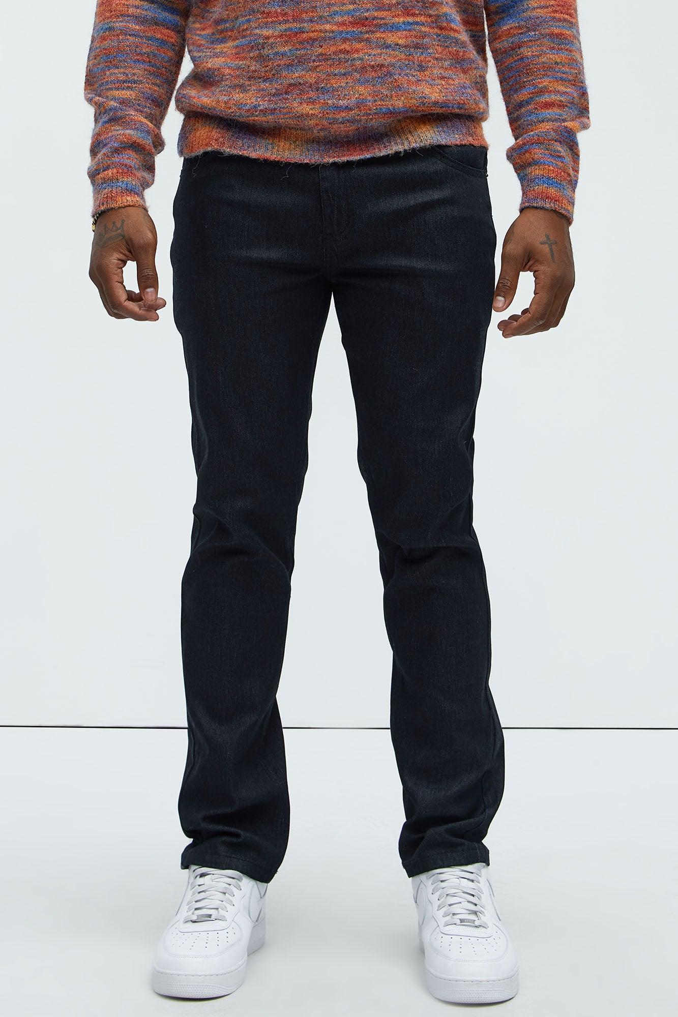 Stretch Raw Denim Skinny Jeans - Black Product Image