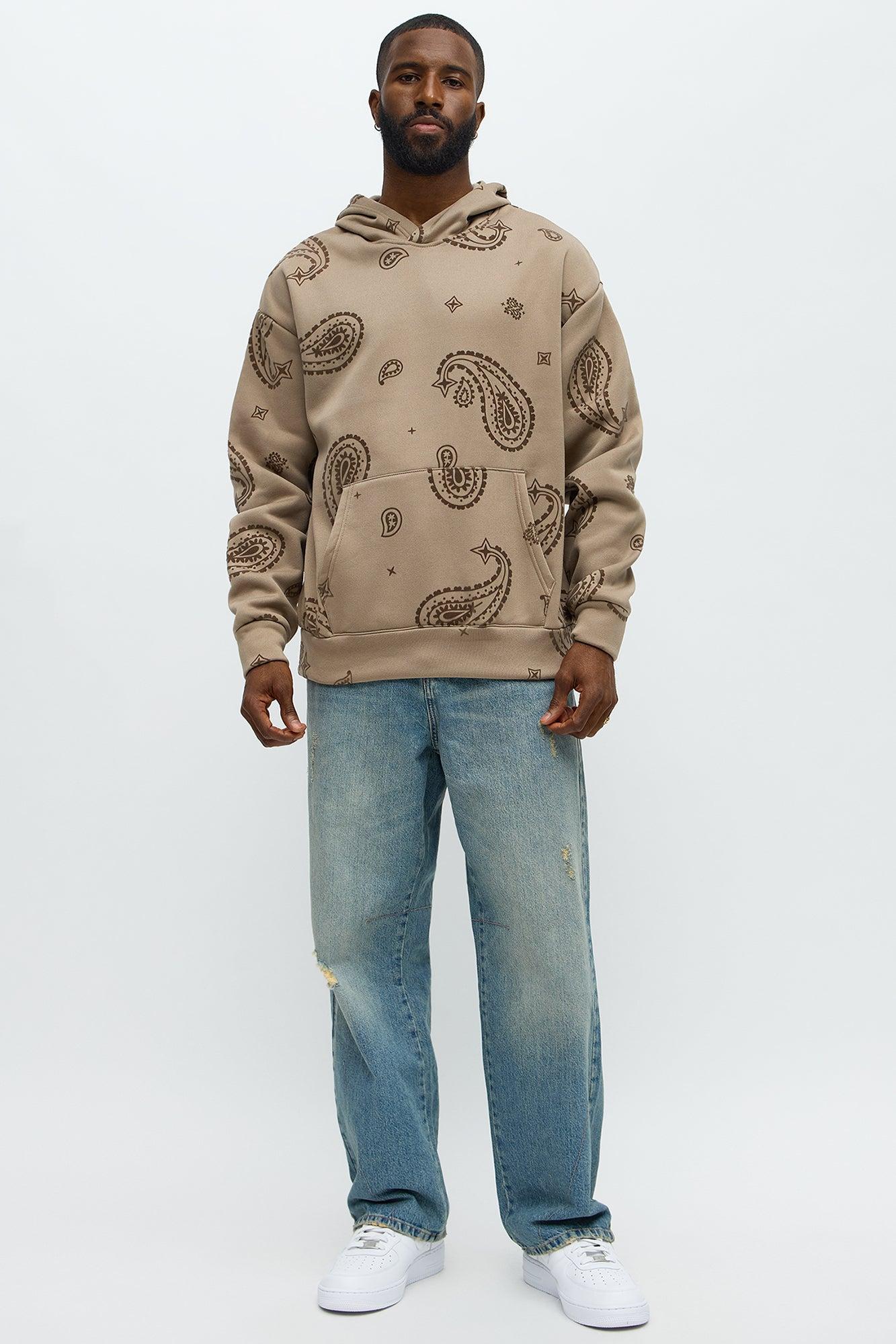Flock Paisley Hoodie - Taupe Male Product Image