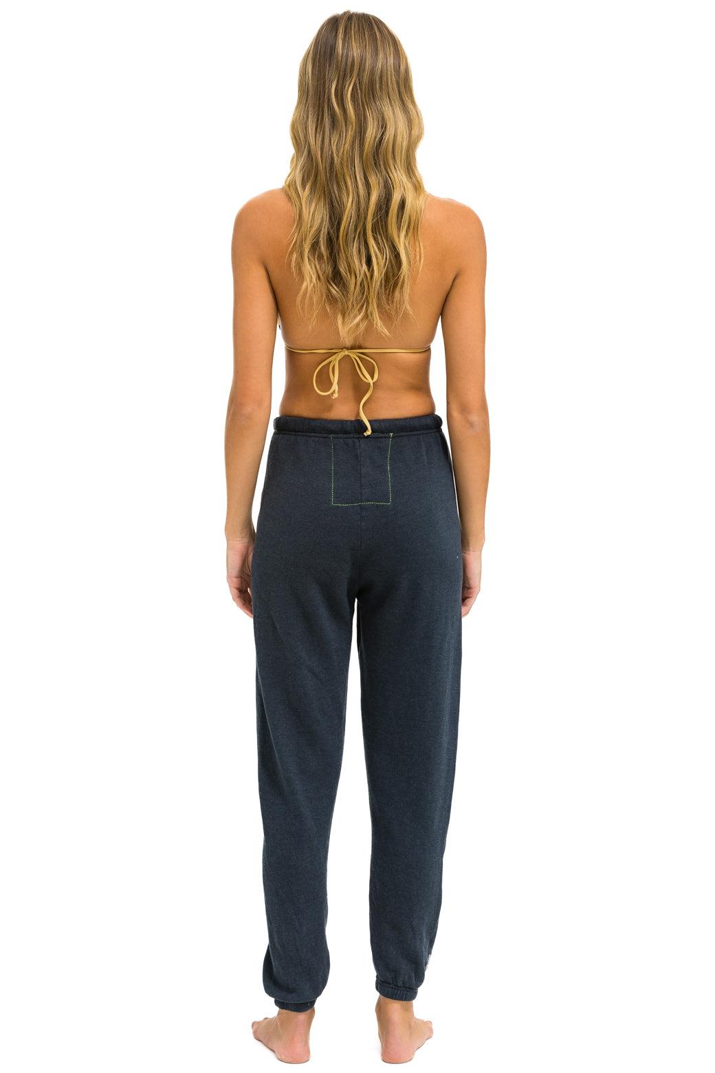 GLITTER HEART SWEATPANTS - CHARCOAL // NEON PINK Female Product Image