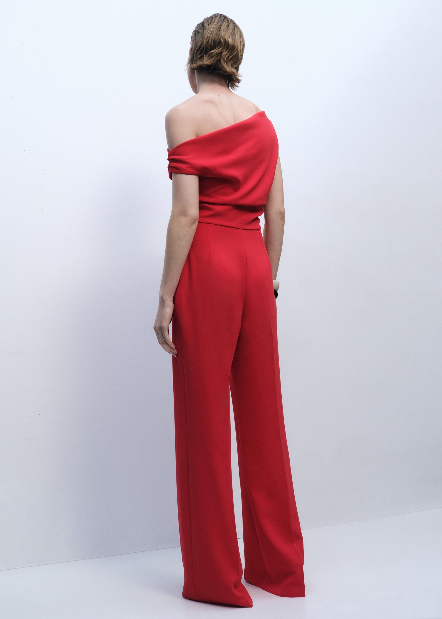 Long asymmetrical draped jumpsuit - Women | MANGO USA Product Image