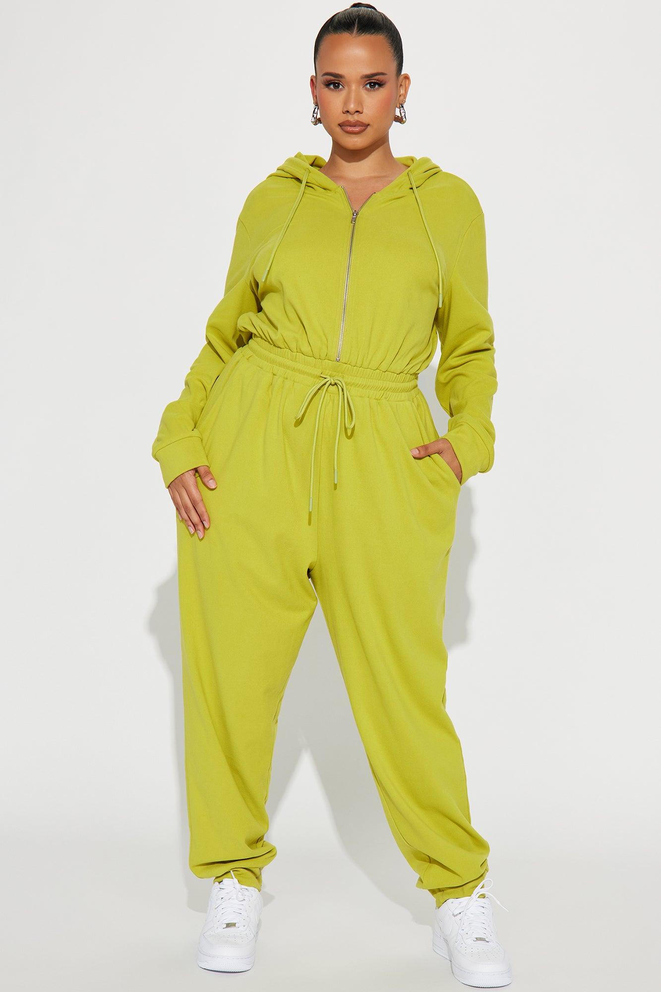Play It Back Jumpsuit  - Chartreuse Product Image