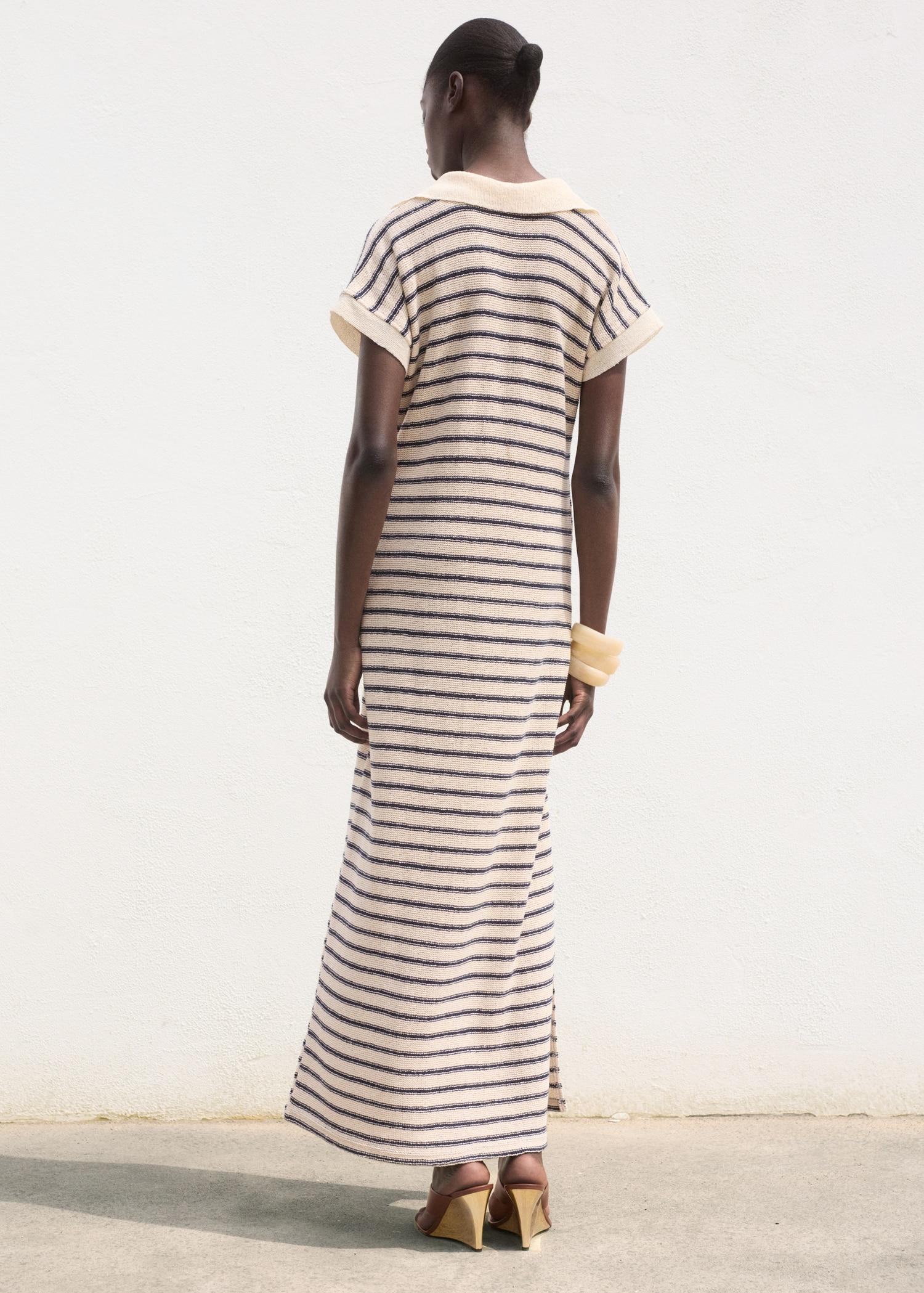Long striped knitted dress - Women | MANGO USA Product Image