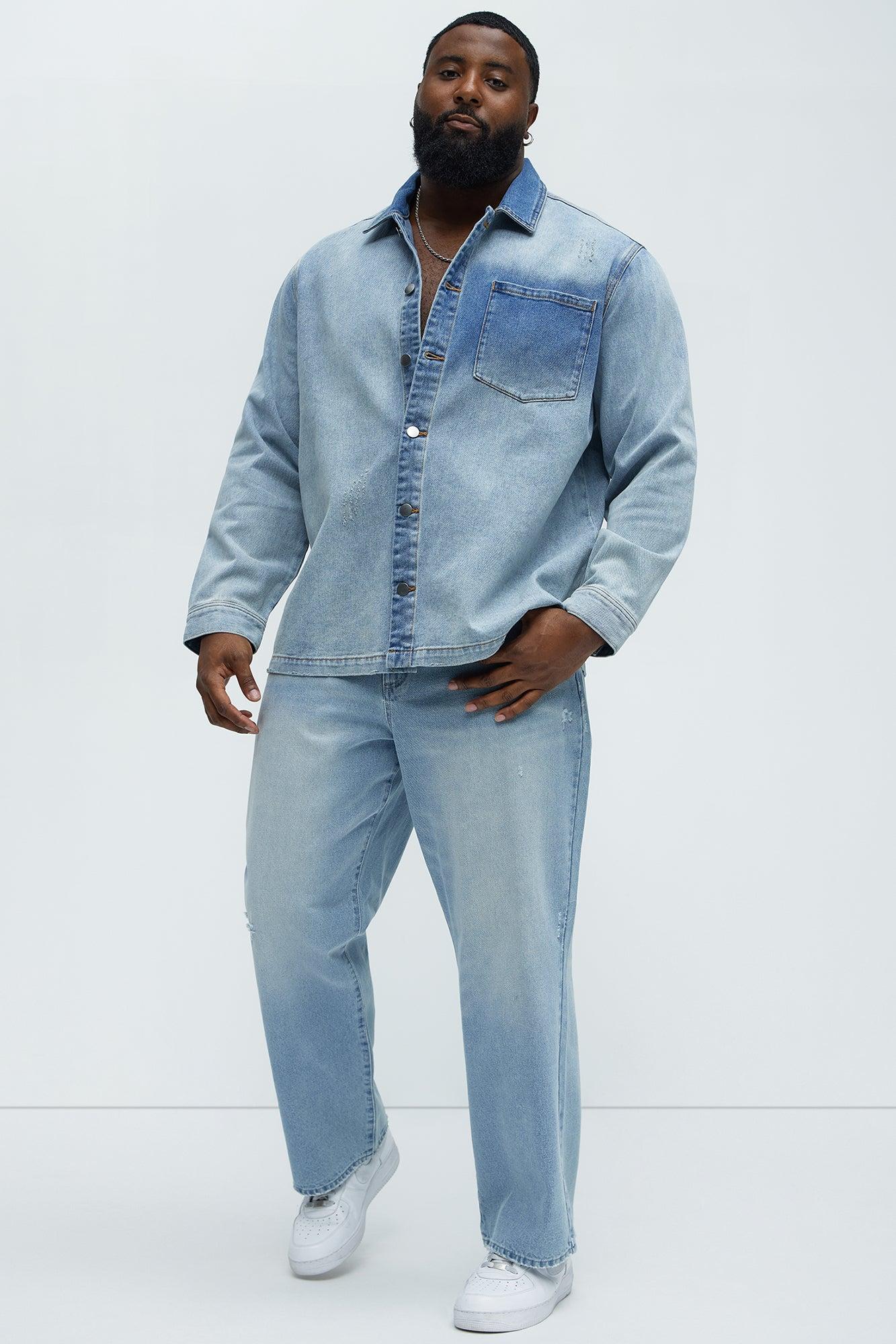 Sun Faded Denim Work Shirt - Light Wash Product Image