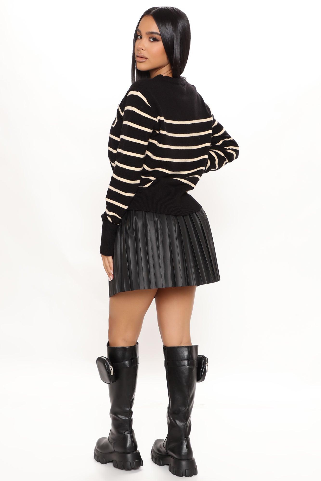 J'adore Paris Striped Sweater - Black Product Image