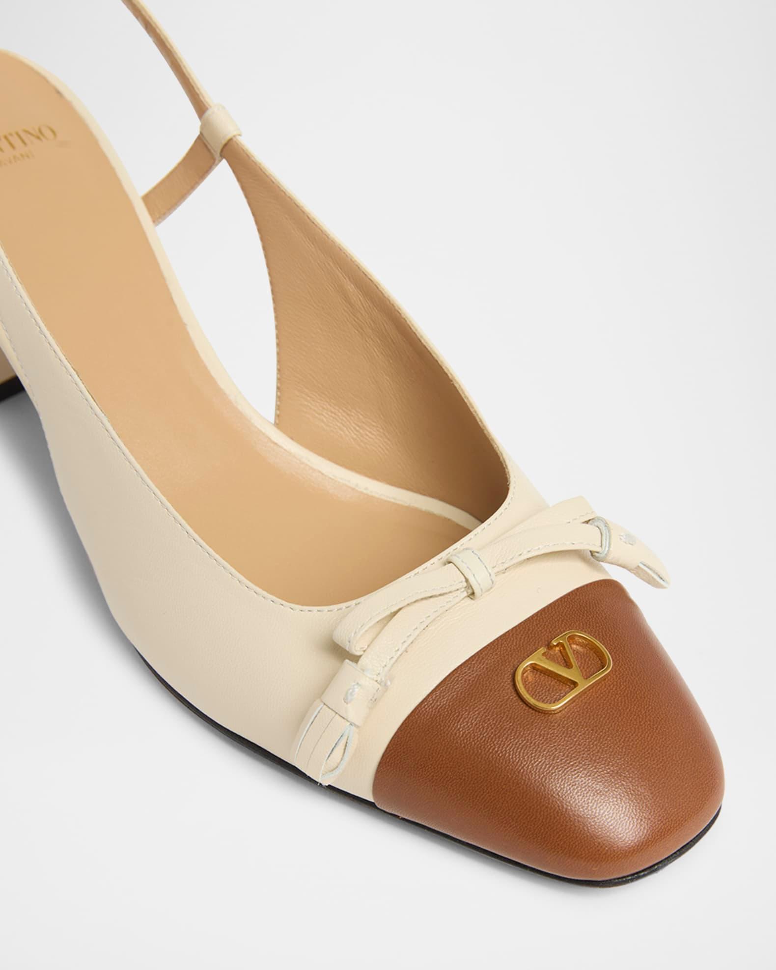 Valet Du Roi VLogo Leather Slingback Pumps Product Image