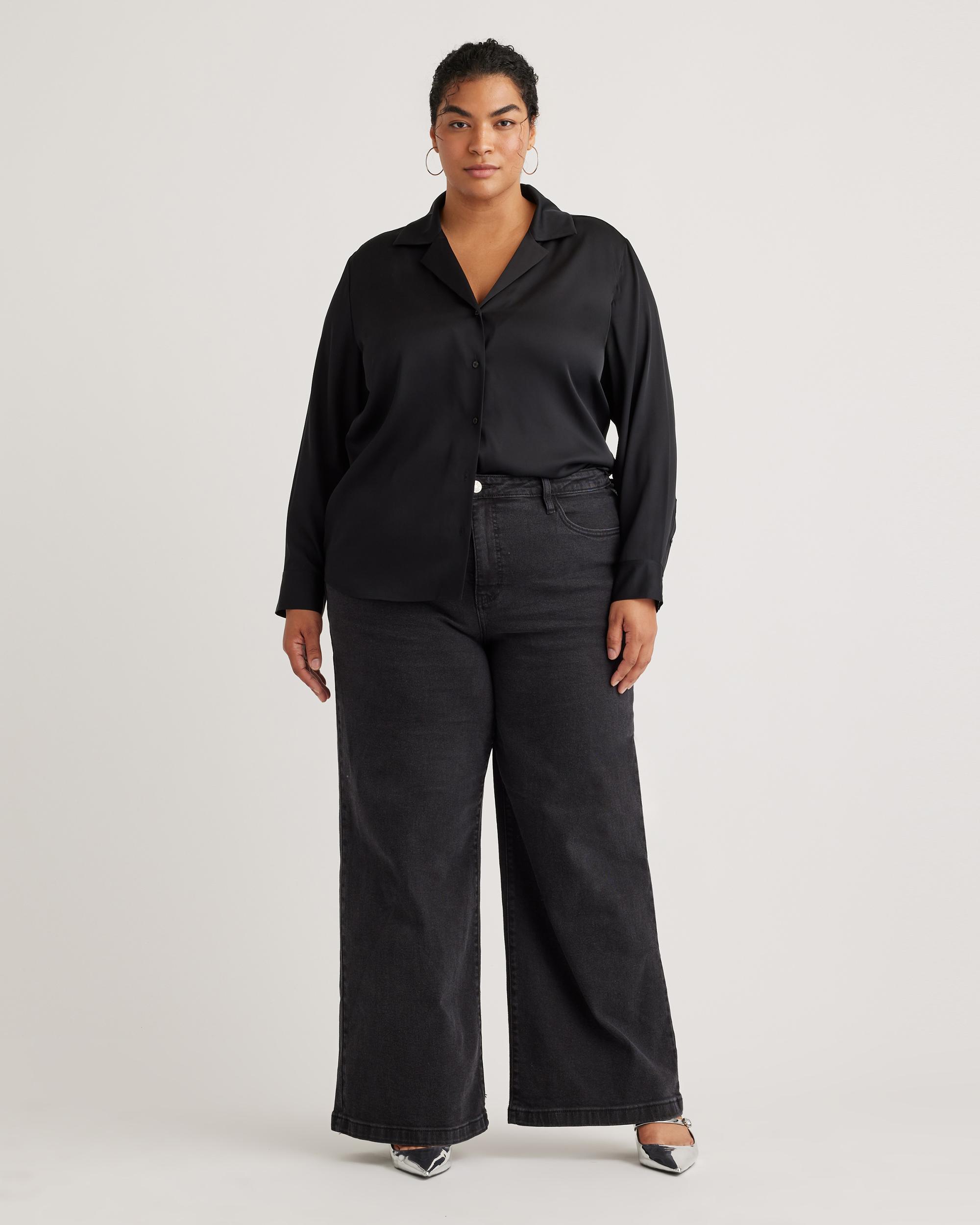 Quince | Women's Washable Stretch Silk Notch Collar Blouse Product Image