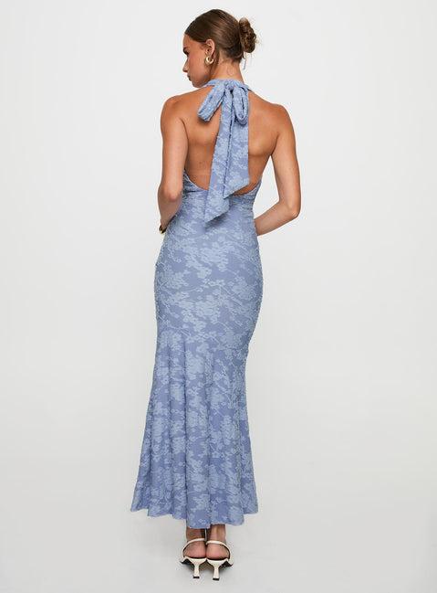 Aymie Halter Maxi Dress Blue Product Image
