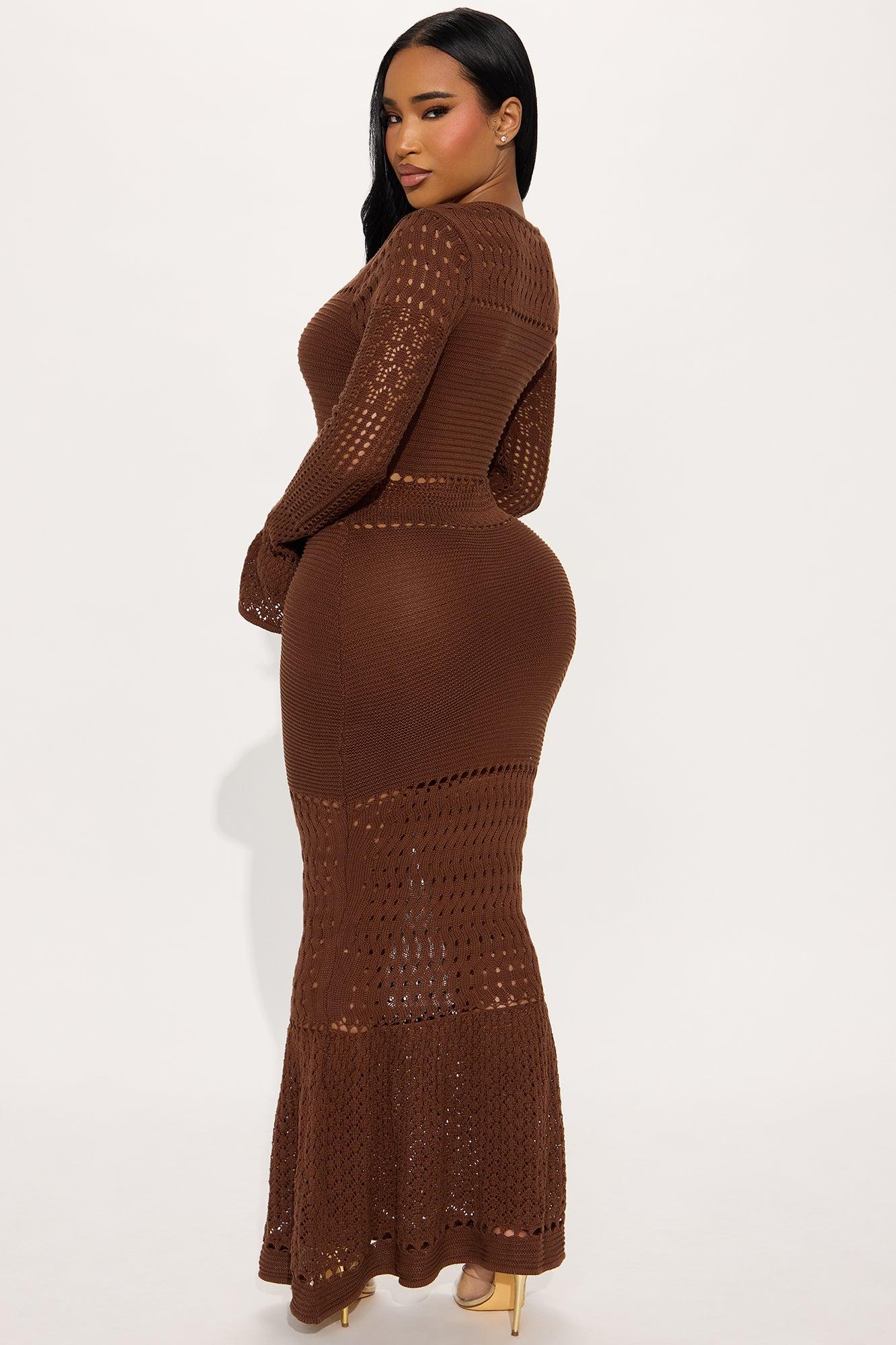 Clarissa Crochet Maxi Dress - Chocolate Product Image
