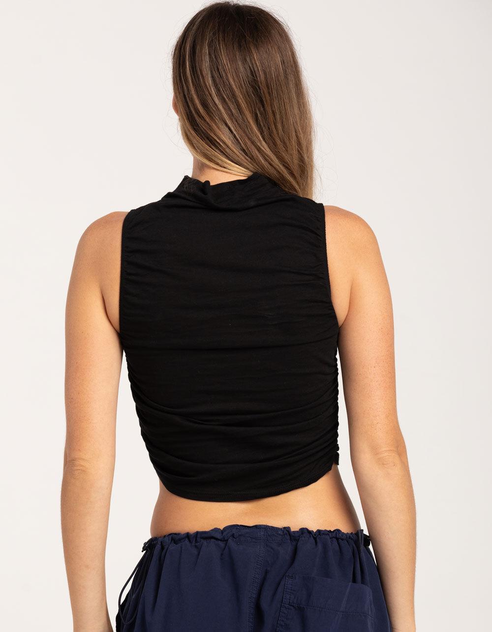 BDG Urban Outfitters Washed Ruched Knit Womens Top - BLACK Product Image