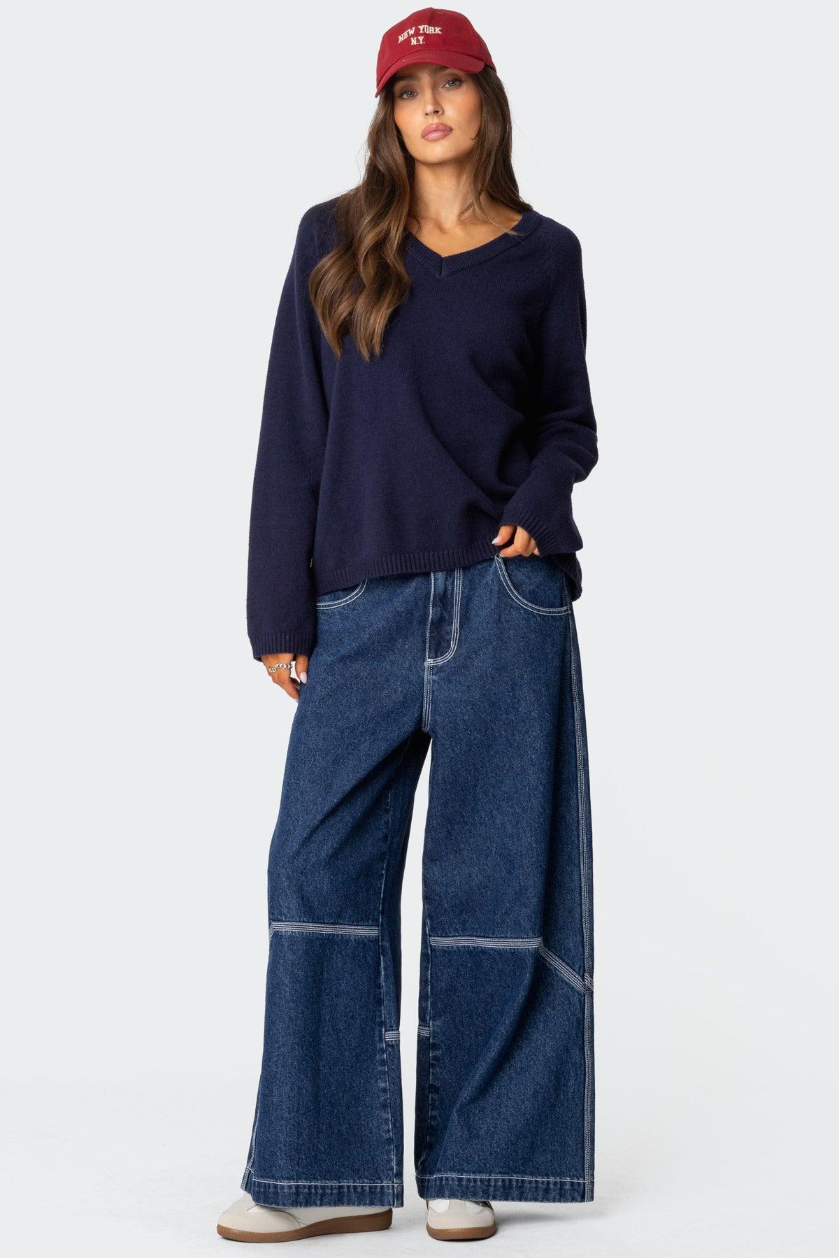 Martha Oversized V Neck Sweater Product Image