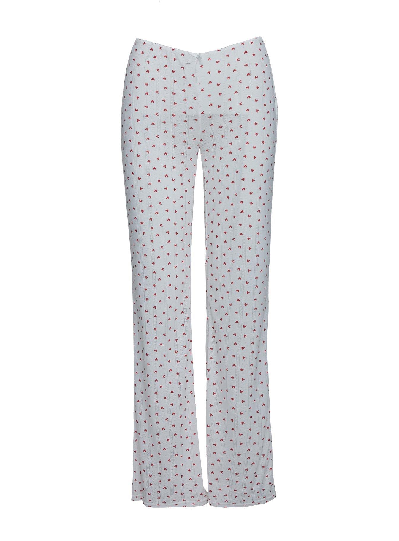 Sleepytea Pointelle Sleep Pant White / Red Product Image