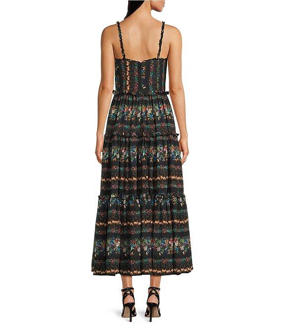 Terani Couture V-Neck Sleeveless Floral Printed Chiffon Maxi Dress Product Image