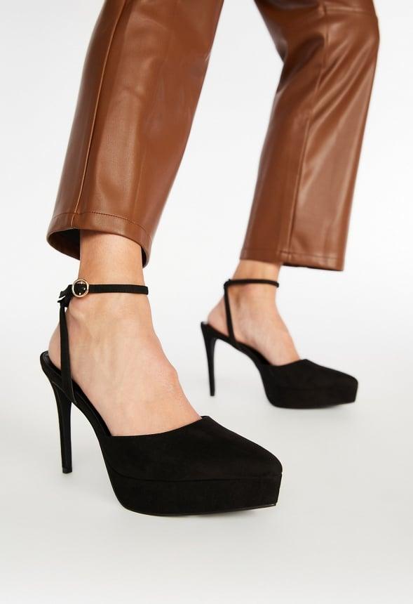 JustFab Margaux Platform Loafer Pump Womens Black/ White Size 8.5 Product Image