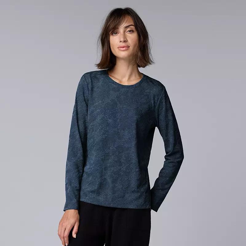 Women's Simply Vera Vera Wang Long Sleeve Crew Neck Tee, Size: XXL, Quiet Storm Grey Product Image