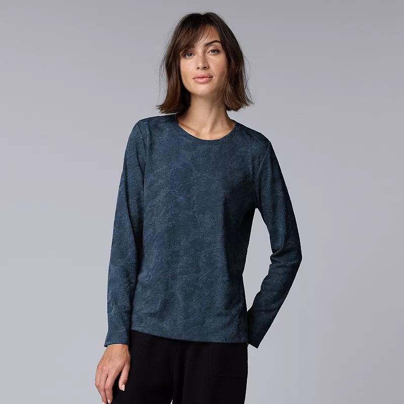 Women's Simply Vera Vera Wang Long Sleeve Crew Neck Tee, Size: XXL, Quiet Storm Grey Product Image