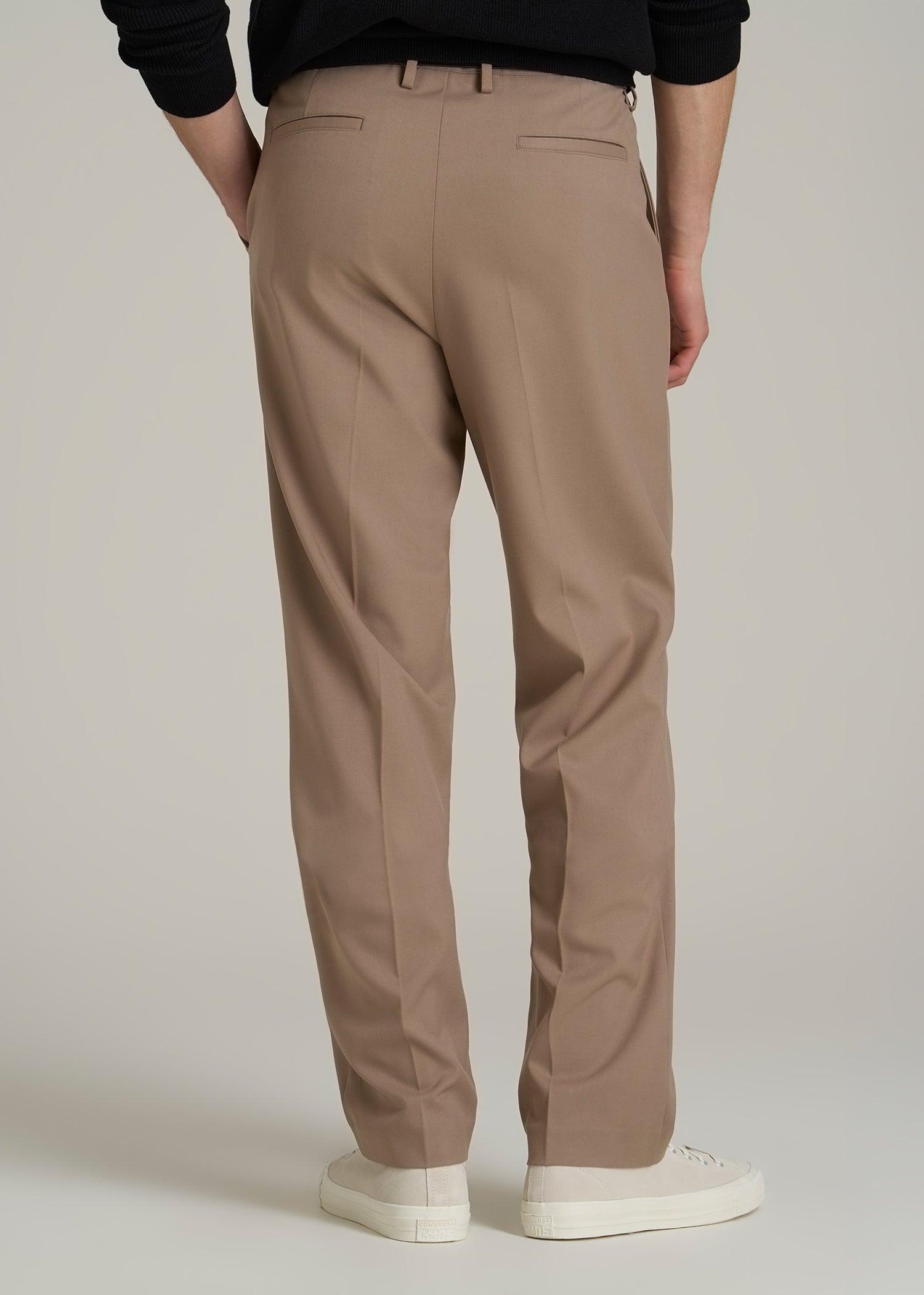Relaxed Pleated Trousers for Tall Men in Black Male Product Image