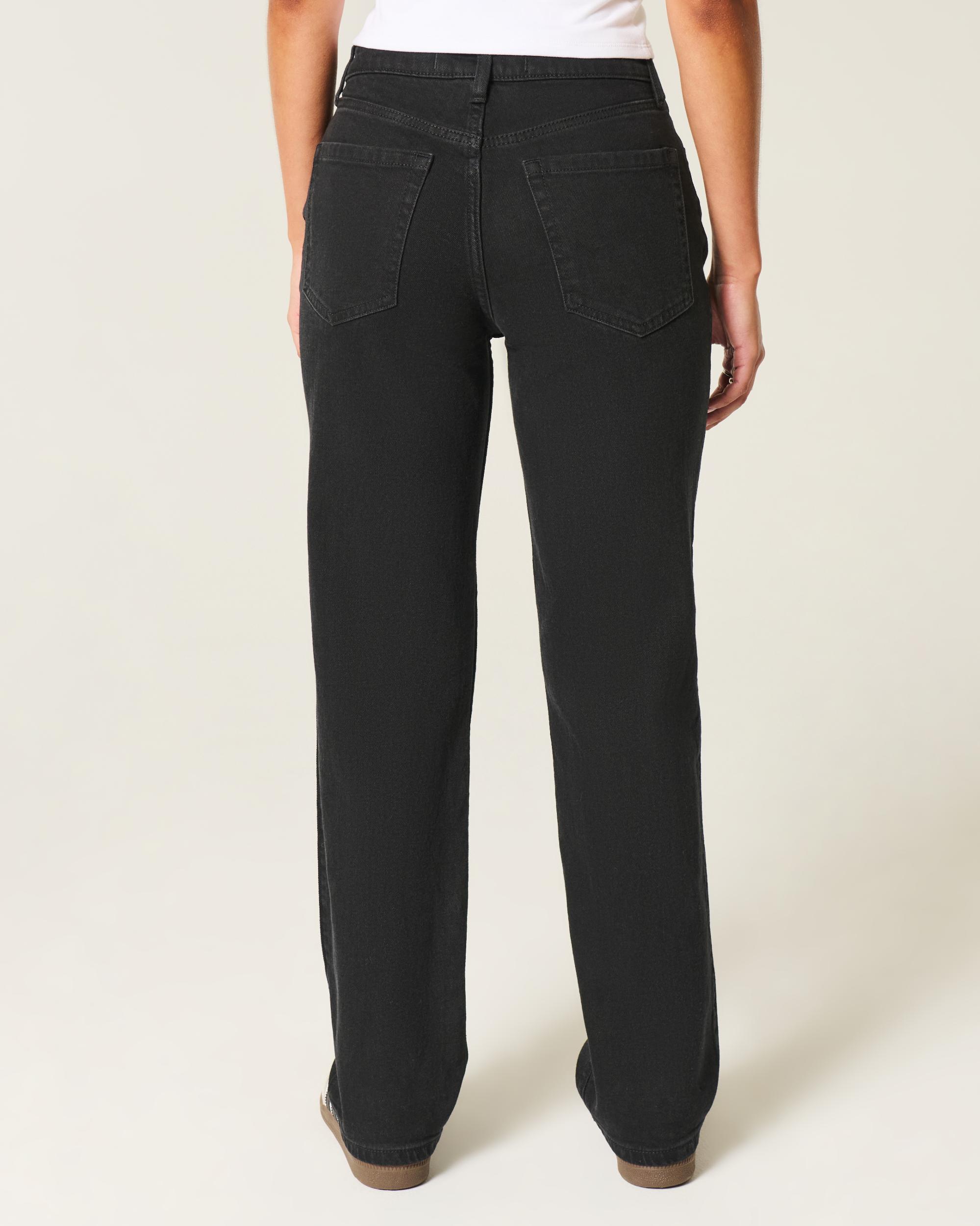 High-Rise Black Straight Jeans Product Image