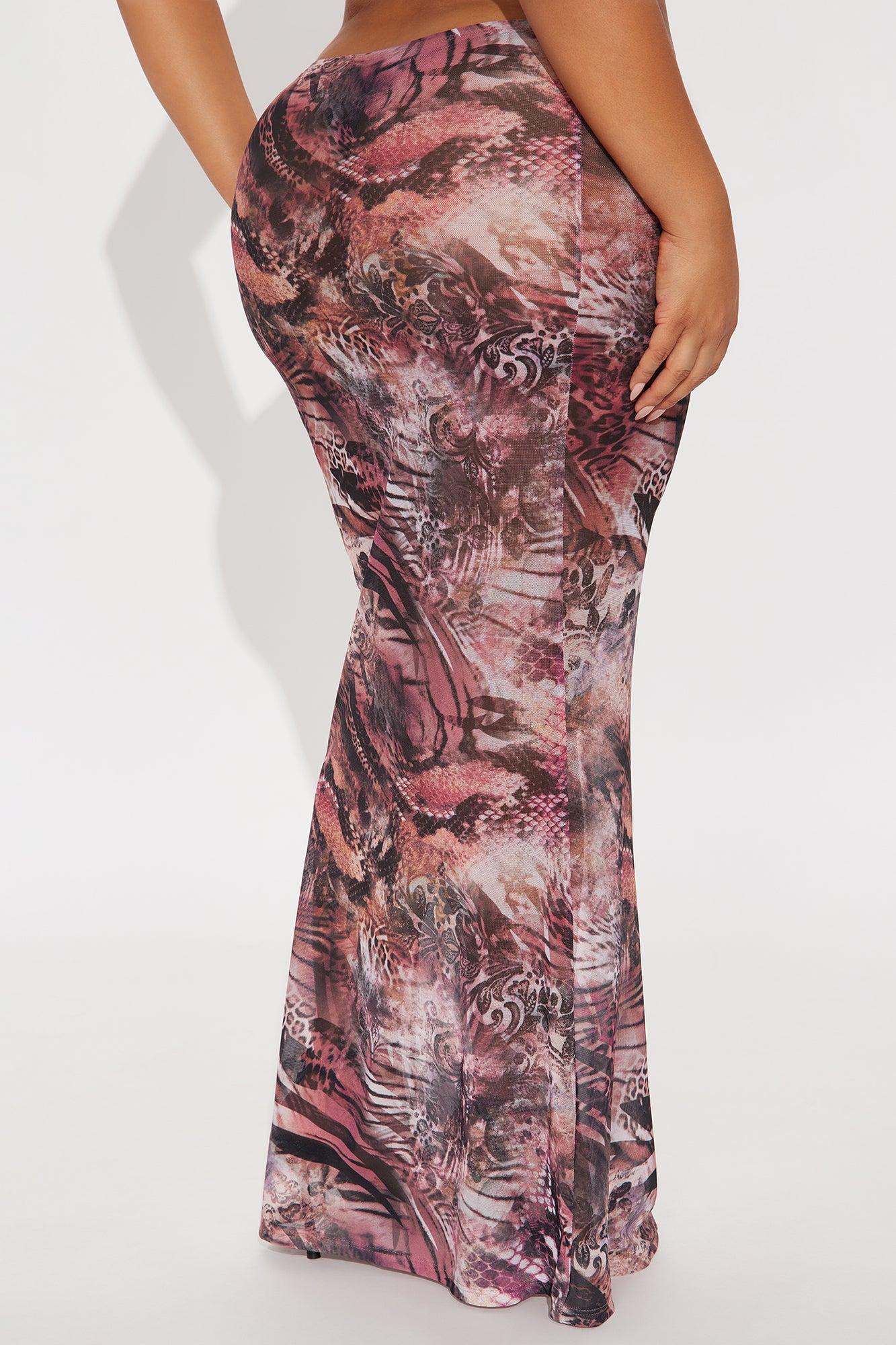 Layla Sheer Animal Print Mesh Maxi Skirt - Brown/combo Female Product Image