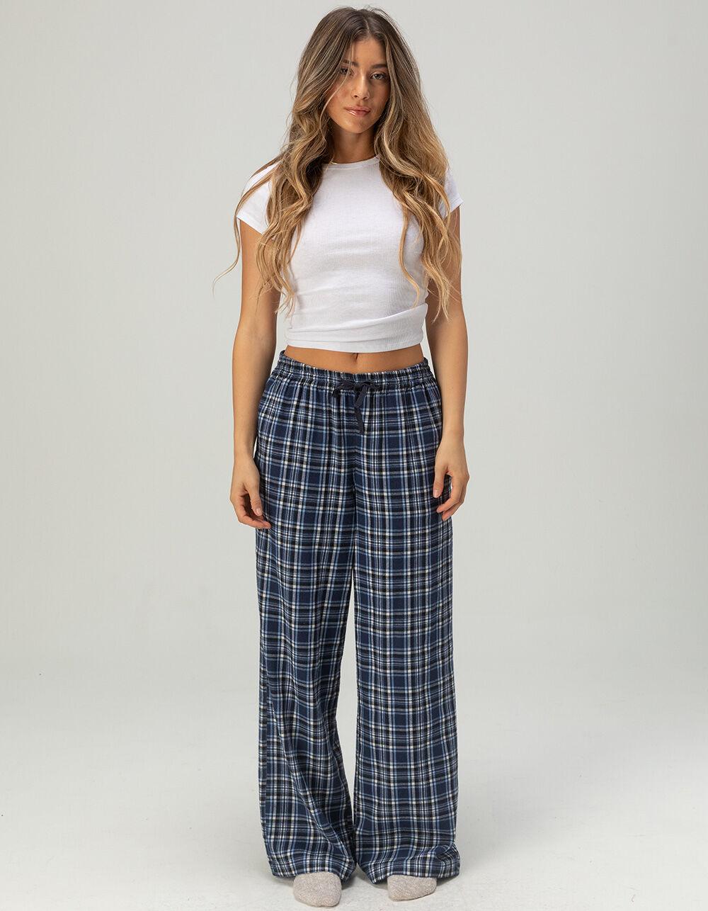 FULL TILT Plaid Flannel Womens Pajama Pants - BLUE COMBO Product Image