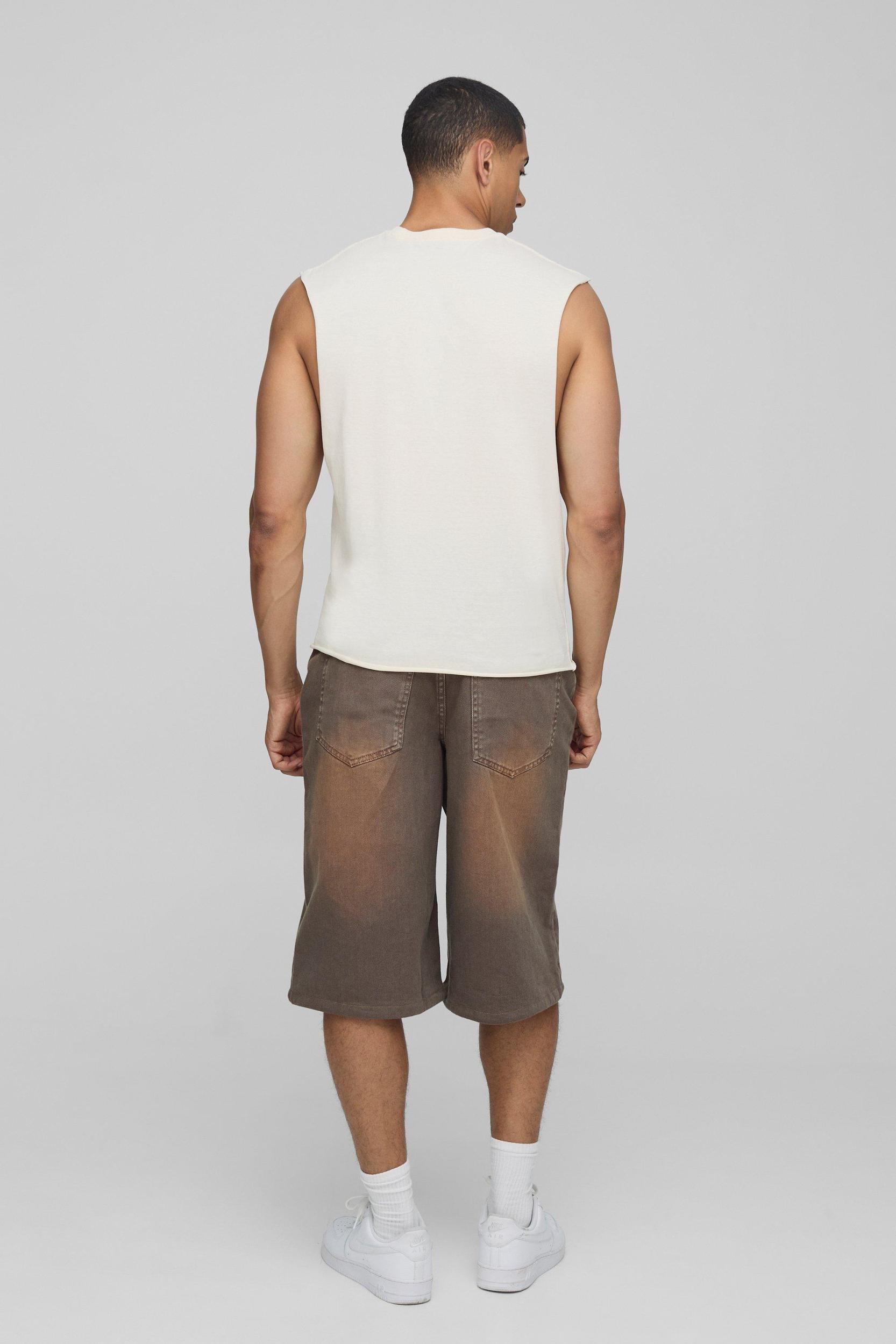 Ecru Oversized Boxy Eagle Graphic Tank | boohooMAN USA Product Image