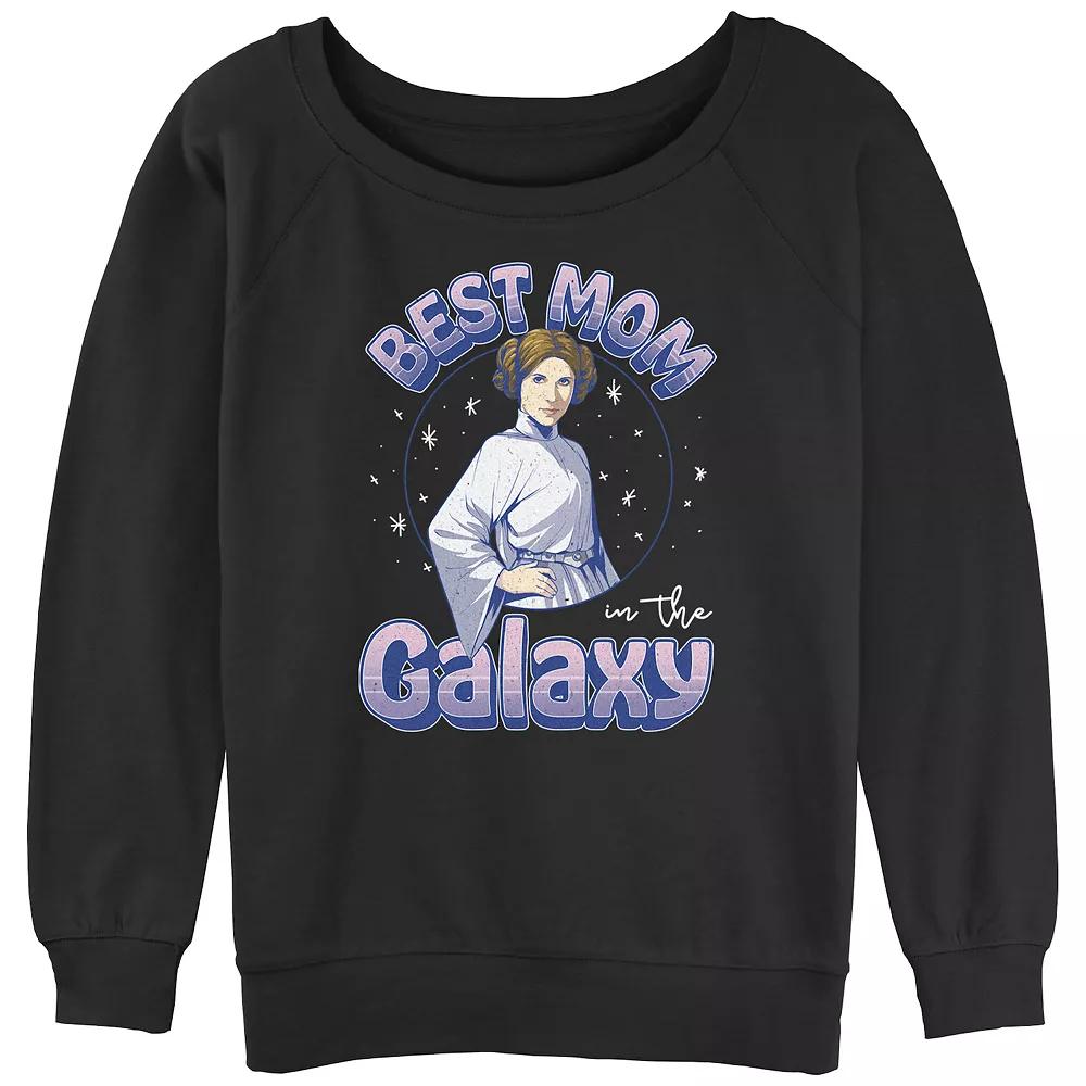 Juniors' Star Wars Best Mom In The Galaxy Princess Leia Portrait Slouchy Terry Pullover, Girl's, Size: XXL, Black Product Image